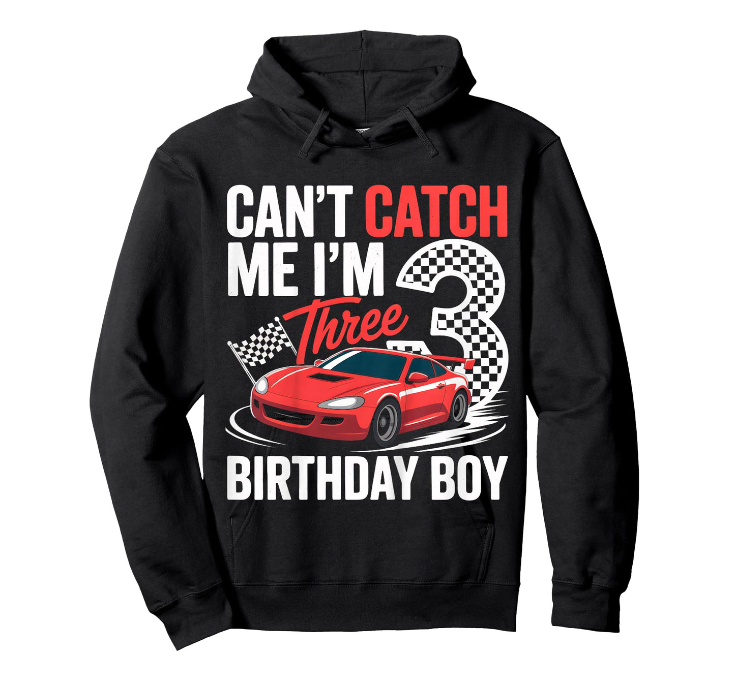 Kids Race Car Racing 3rd Birthday Can’t Catch Me I'm 3 Bday Boy T-Shirt