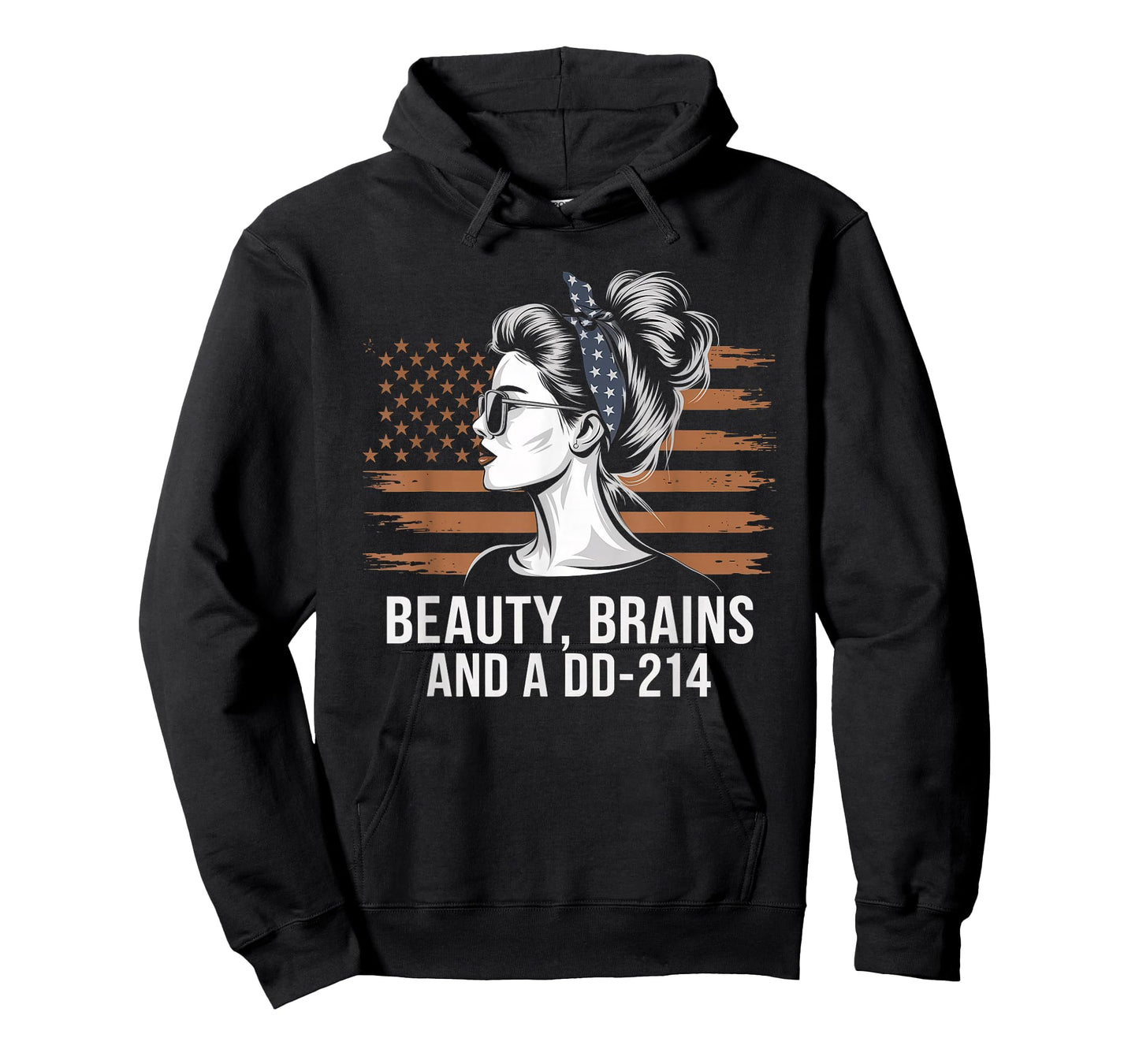 Beauty Brains and A DD-214 Strong Veteran Woman American T-Shirt