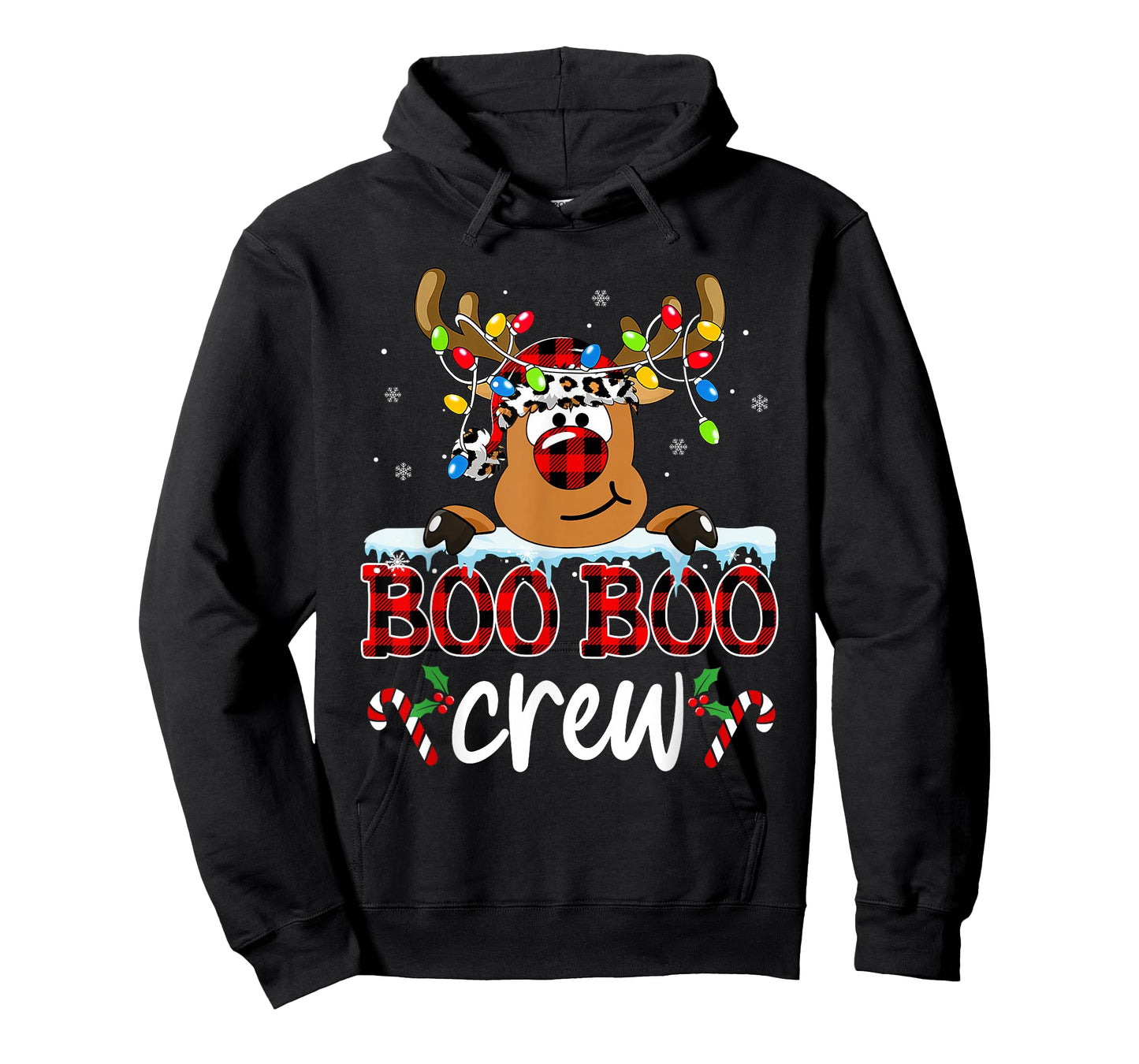 Reindeer Boo Boo Crew Nurse Buffalo Plaid Christmas Nurse T-Shirt