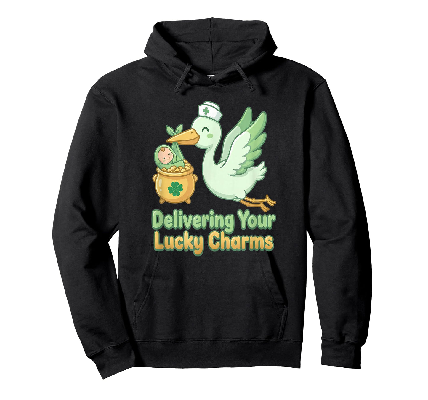 St Patricks Day Labor Delivery Nurse Stork Delivering Lucky T-Shirt