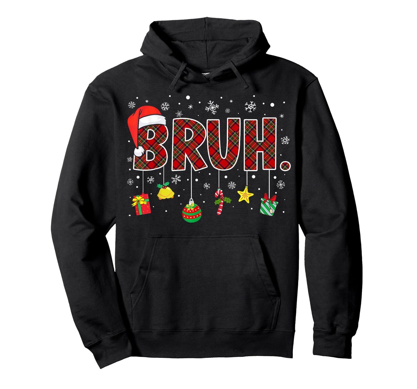 Bruh Funny Christmas Red Plaid Teens Boys Kids Xmas Pajamas T-Shirt