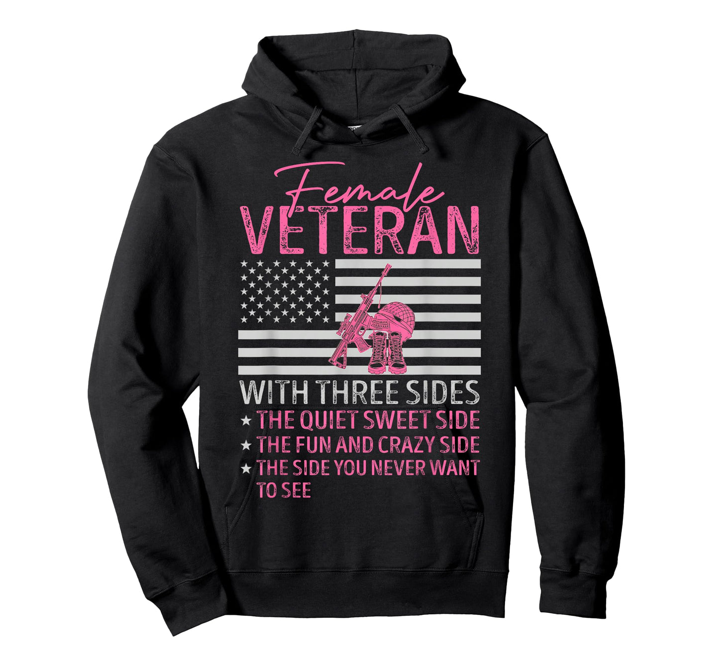 Womens Female Veteran with Three Sides Mom Mother Grandma T-Shirt