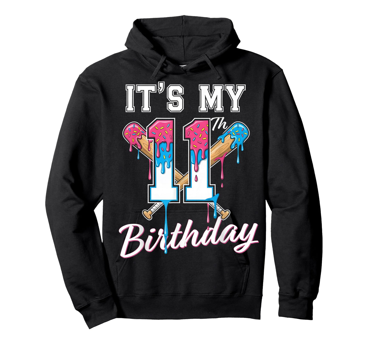 Baseball 11 Year Old Ice Cream Drip 11th Birthday Boys T-Shirt