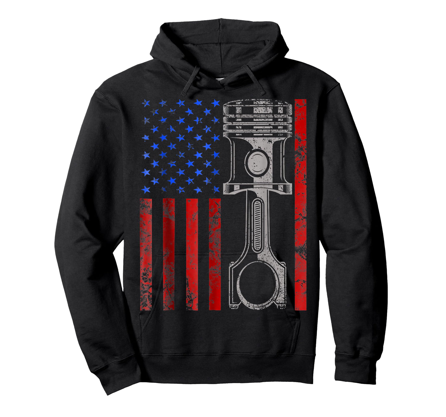American Flag Piston Muscle Car Patriotic Vintage T-Shirt