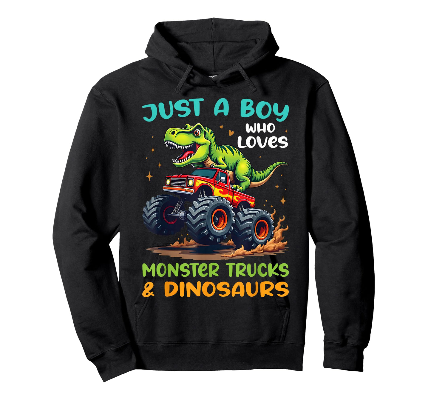 Just A Boy Who Loves Monster Trucks and Dinosaurs T-Rex T-Shirt
