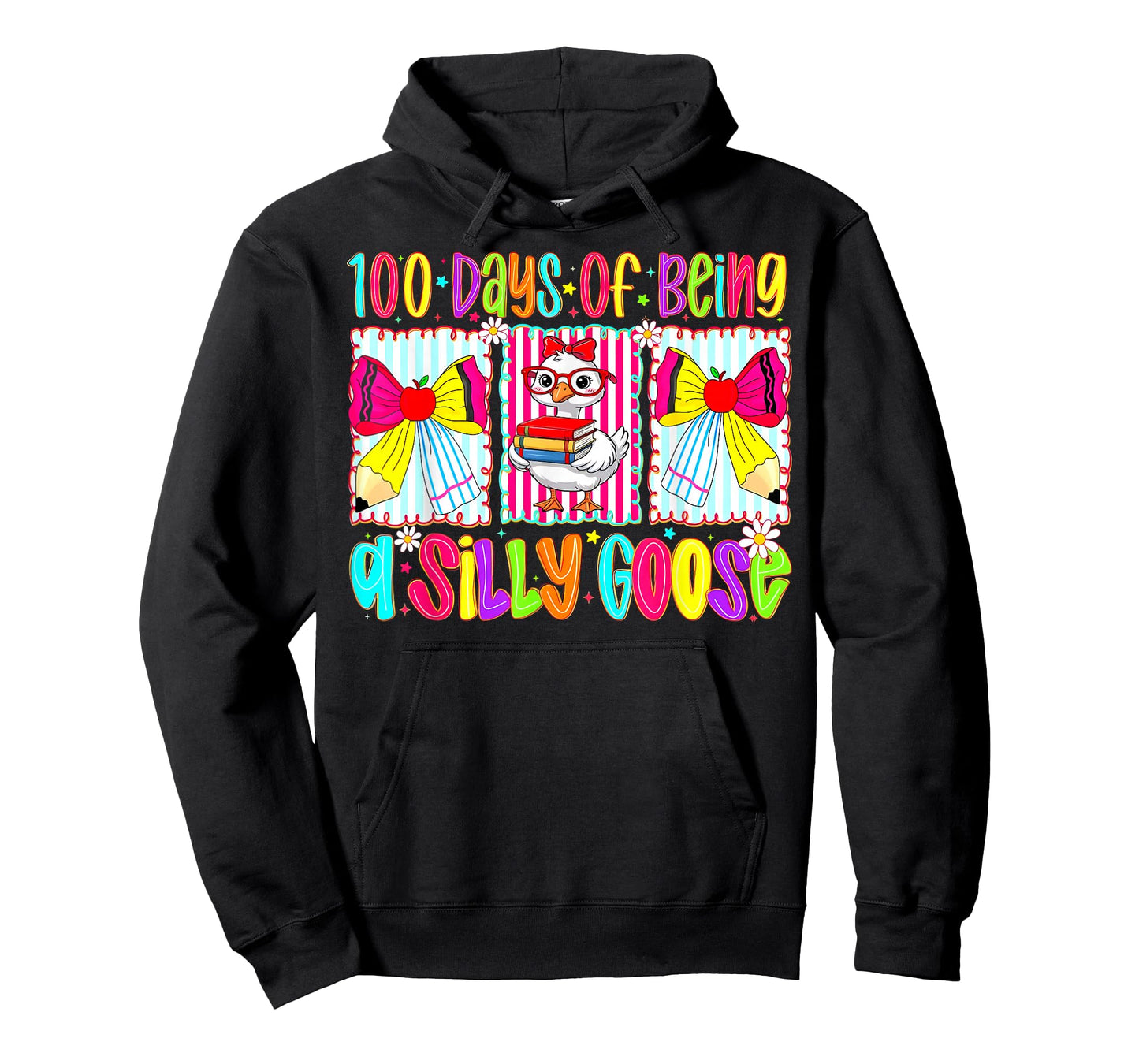 100 Days of School Girls Teacher Bow 100th Day Silly Goose T-Shirt