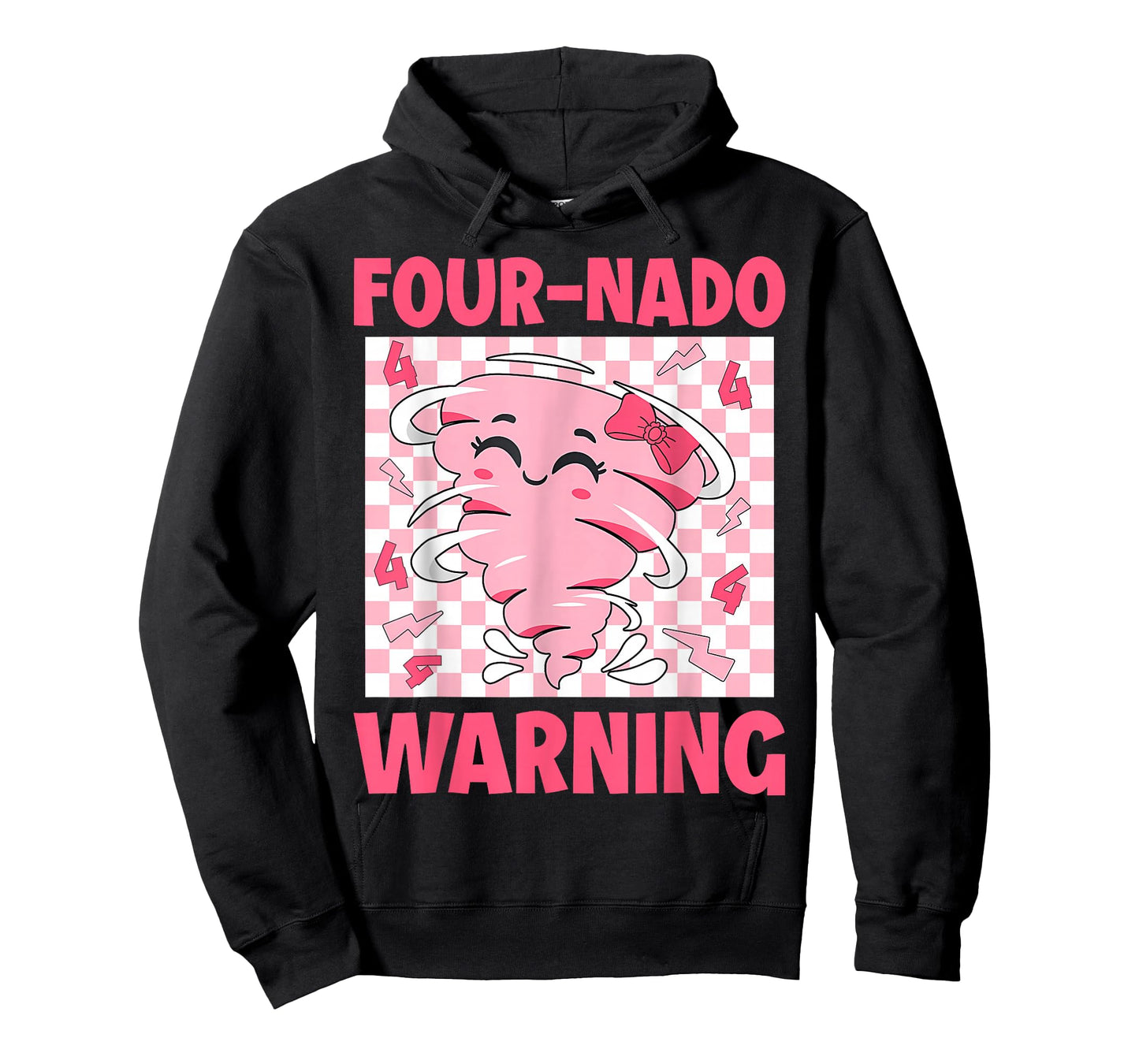 Four 4 Nado Warning Pink Tornado Themed Birthday Girls Kids T-Shirt