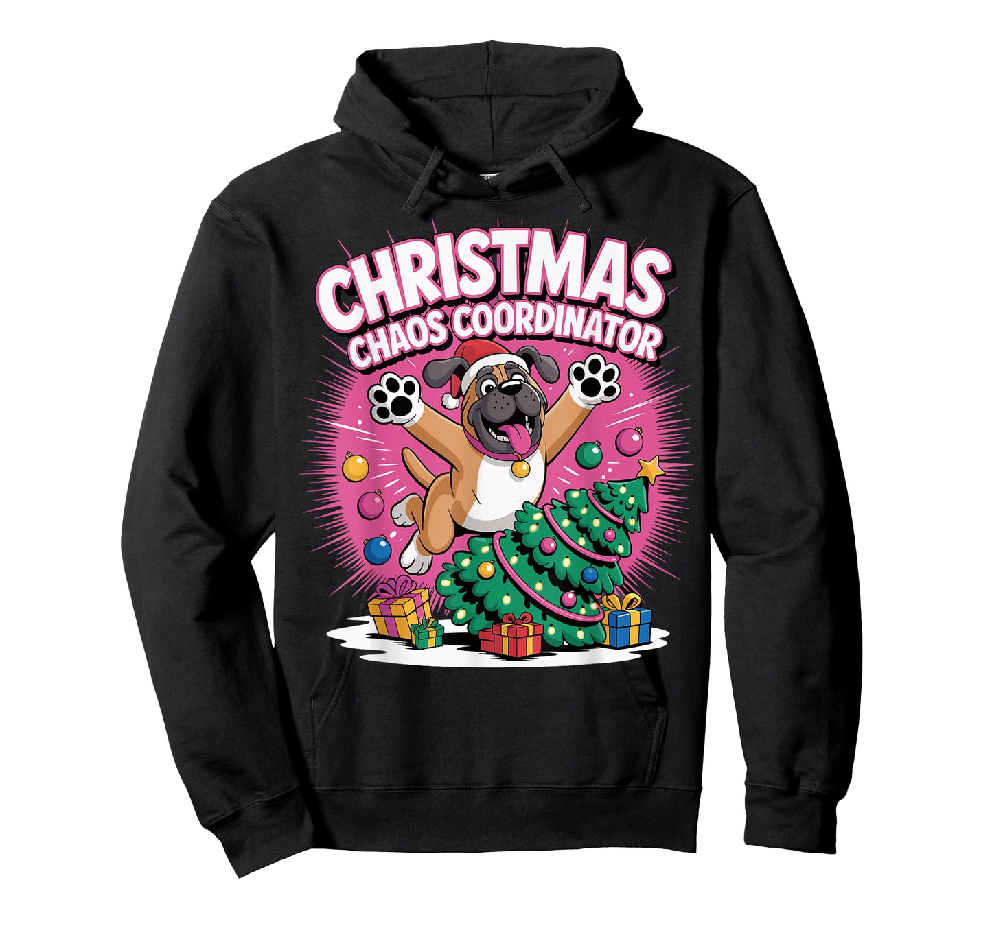 Christmas Chaos Coordinator Xmas Puppy Funny Mastiff T-Shirt