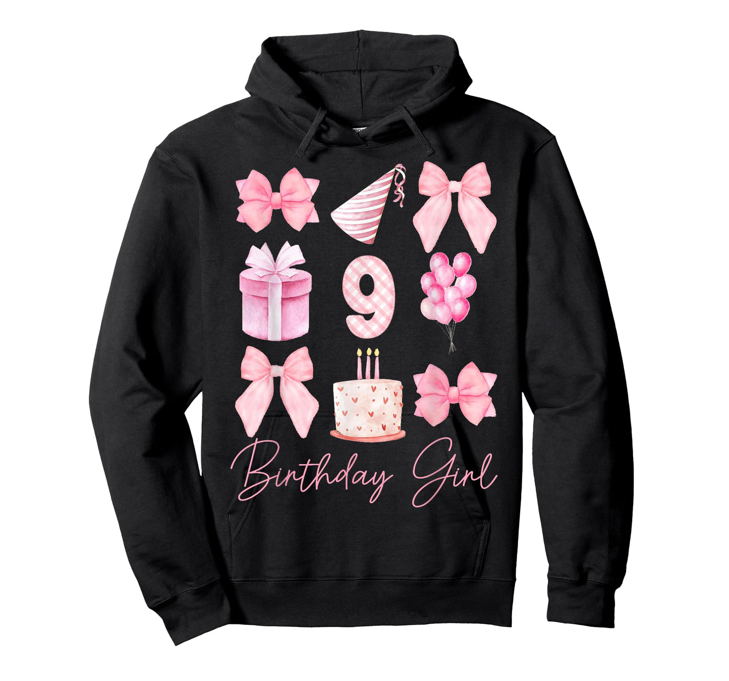 Birthday Girl 9th Birthday Pink Coquette Bow 9 Year Old Kids T-Shirt
