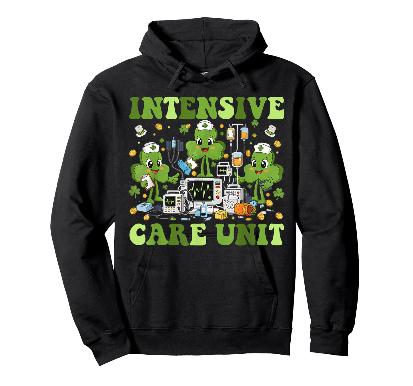 ICU Nurse St Patricks Day Shamrock Intensive Care Unit Nurse T-Shirt