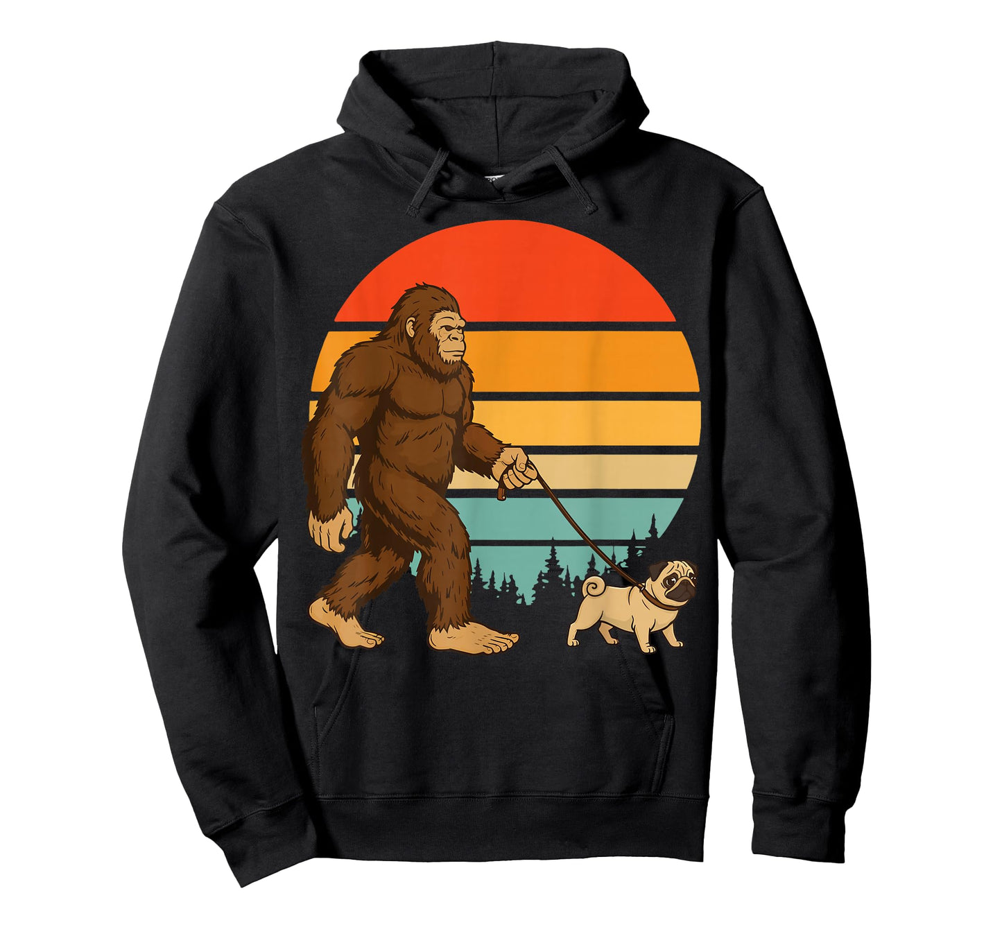 Bigfoot Pug Retro T-Shirt