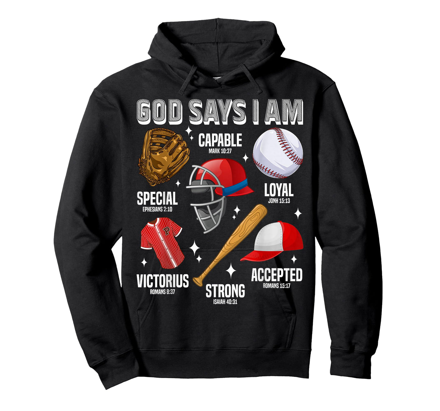 Funny God Says I Am Baseball Player Catcher Pitcher Boys Men T-Shirt