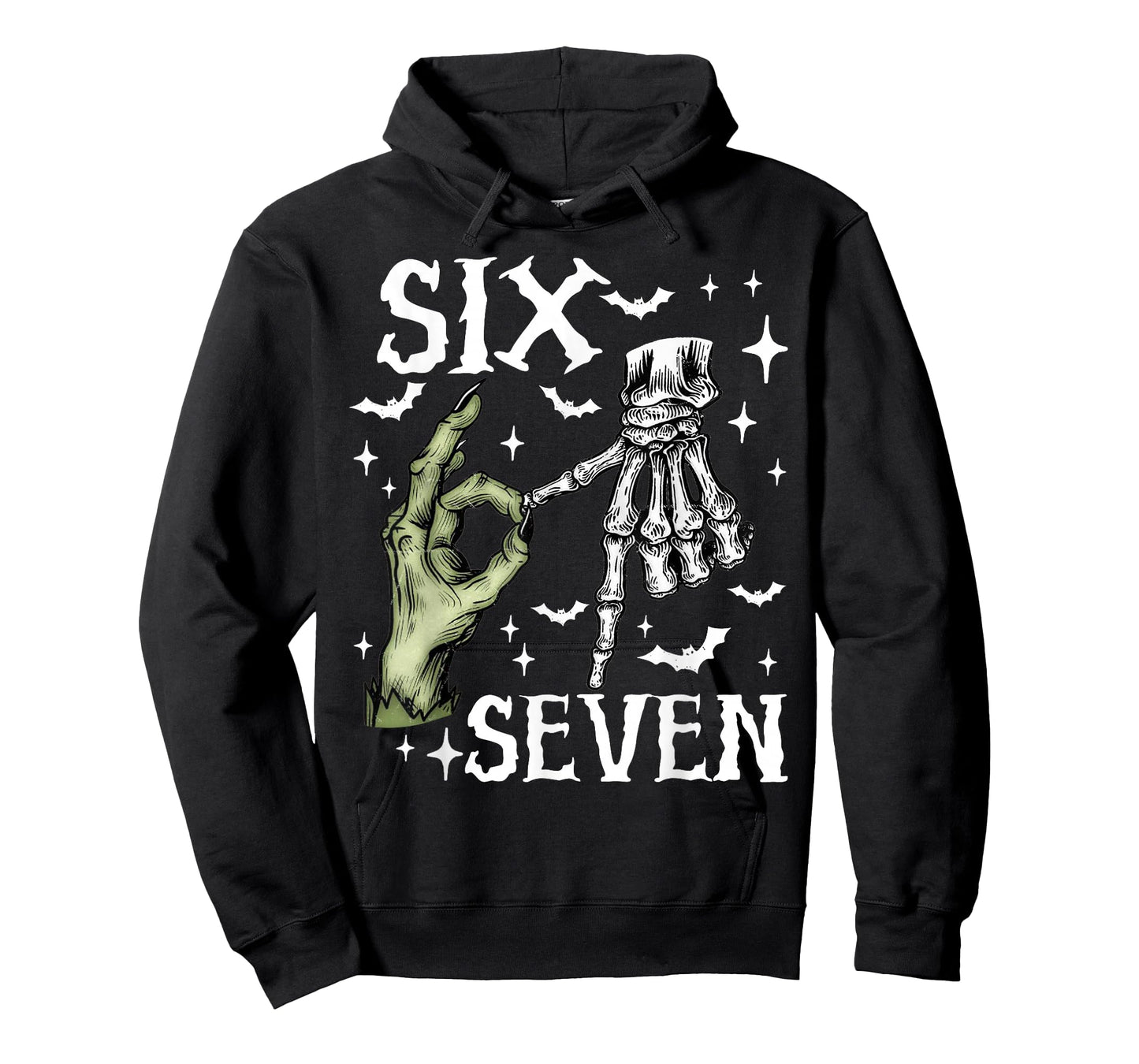 Six Seven 6 7 Meme Saying 6 7 Halloween Skeleton Hands Sign T-Shirt