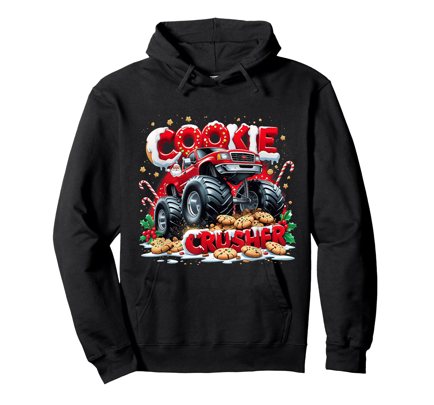 Cookie Crusher Funny Monster Truck Christmas Design T-Shirt