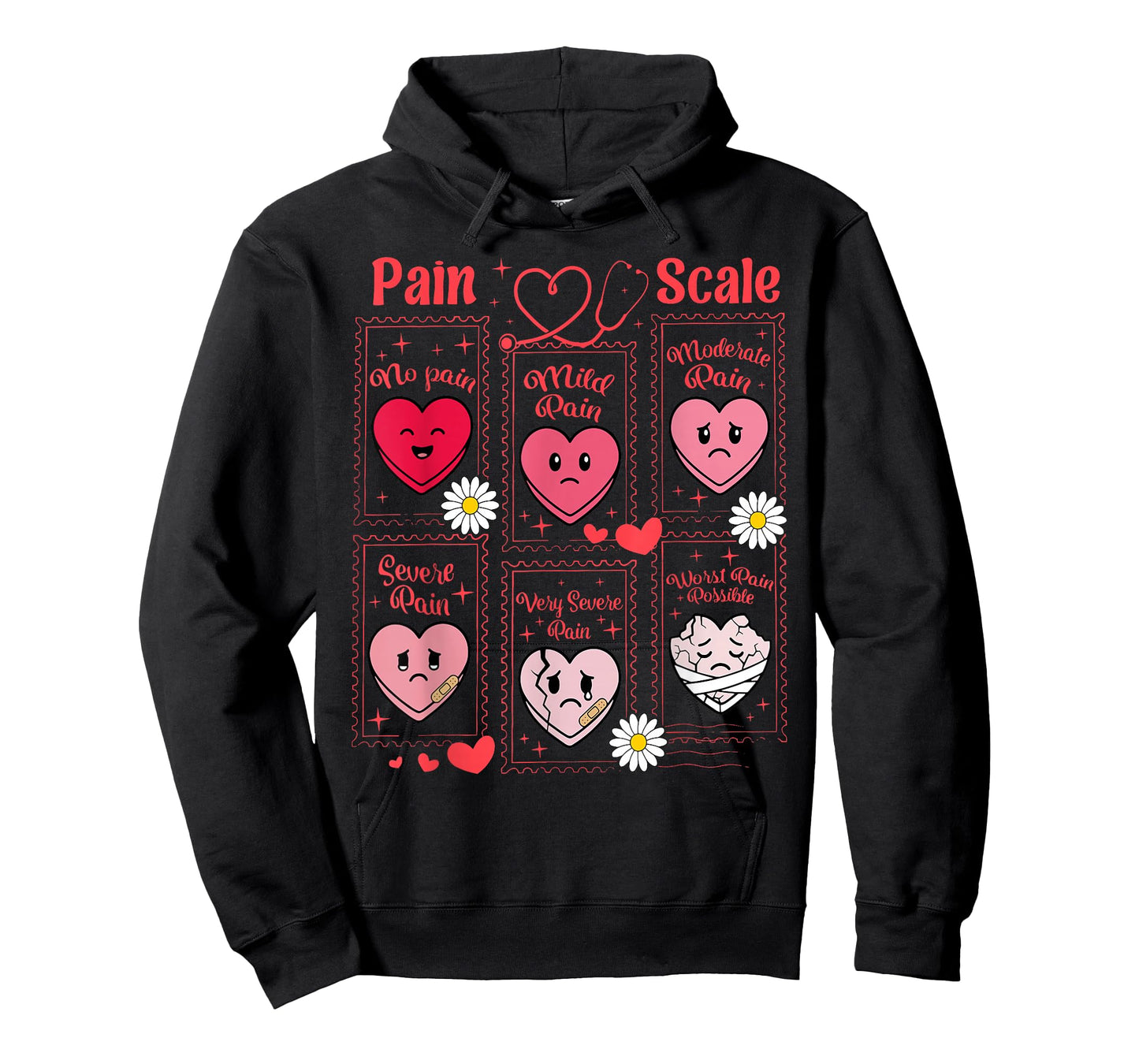 Stamp Pain Scale Heart Candy Trauma Nurse Triage Valentines T-Shirt