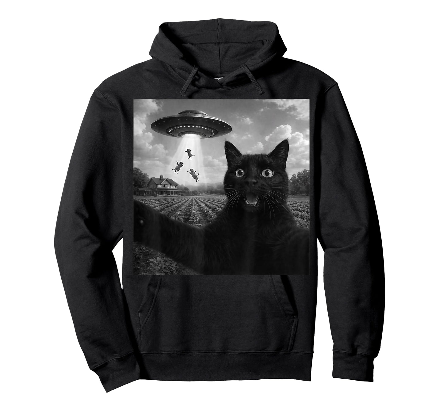 Cat Selfie with Alien UFO Funny Cats Gifts Boy Men Women Kid T-Shirt