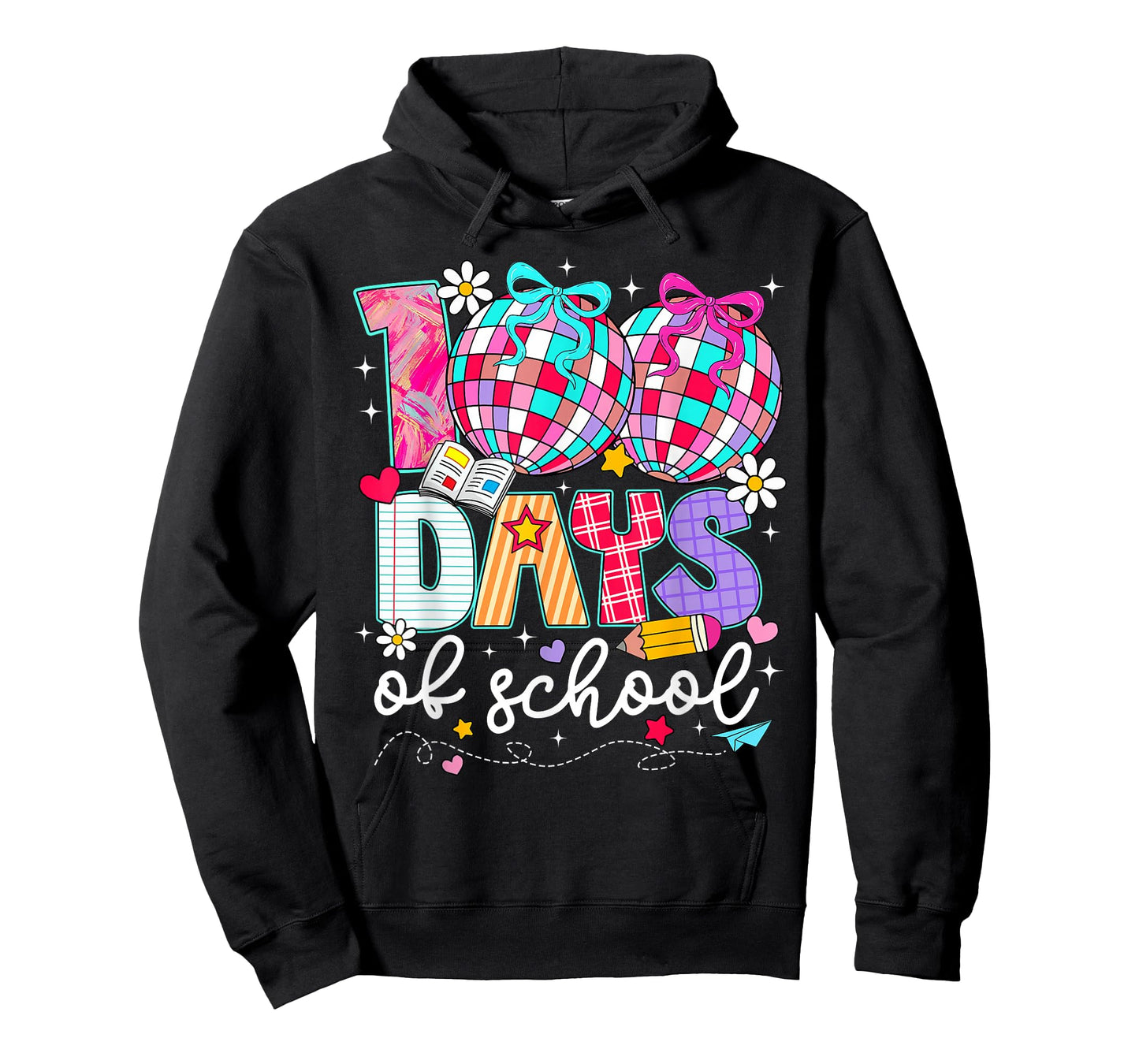 100 Days of School Disco Ball Coquette Bow Girl Kid Teacher T-Shirt