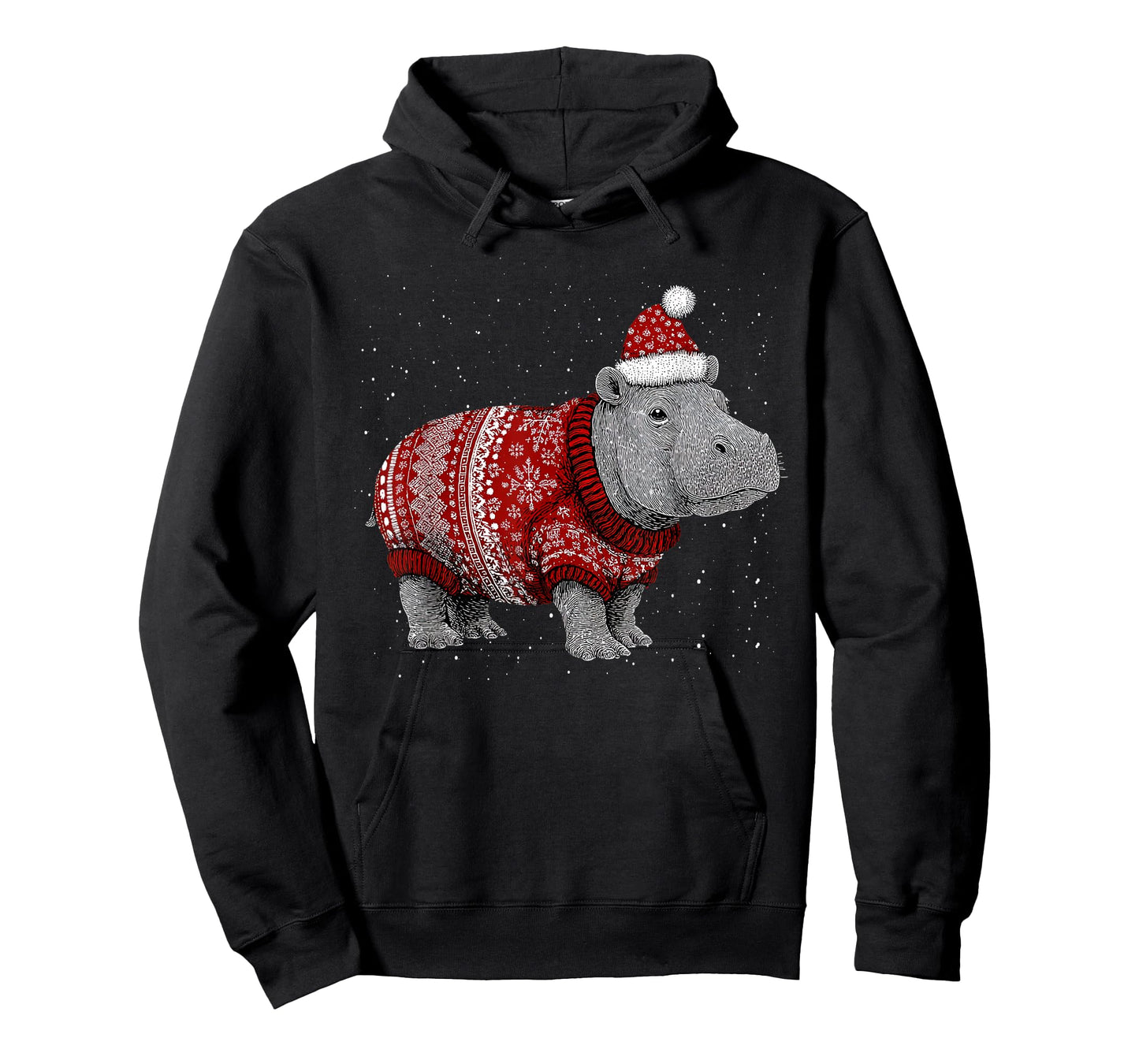 Merry Christmas Funny Hippo Santa Hat Xmas Pajama T-Shirt
