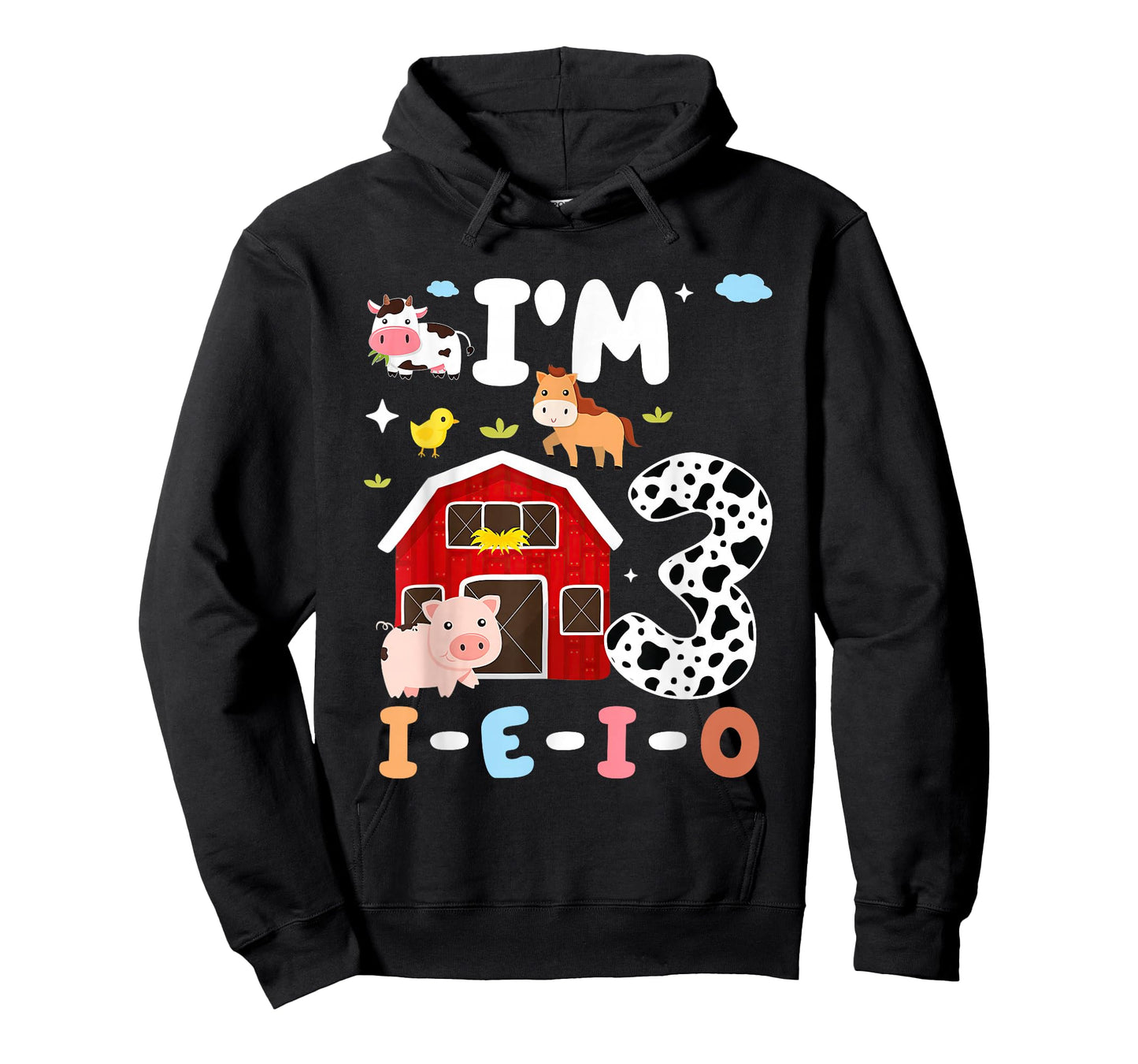 I'm Three I-E-I-O 3 Year Old Farm Animal 3rd Birthday T-Shirt