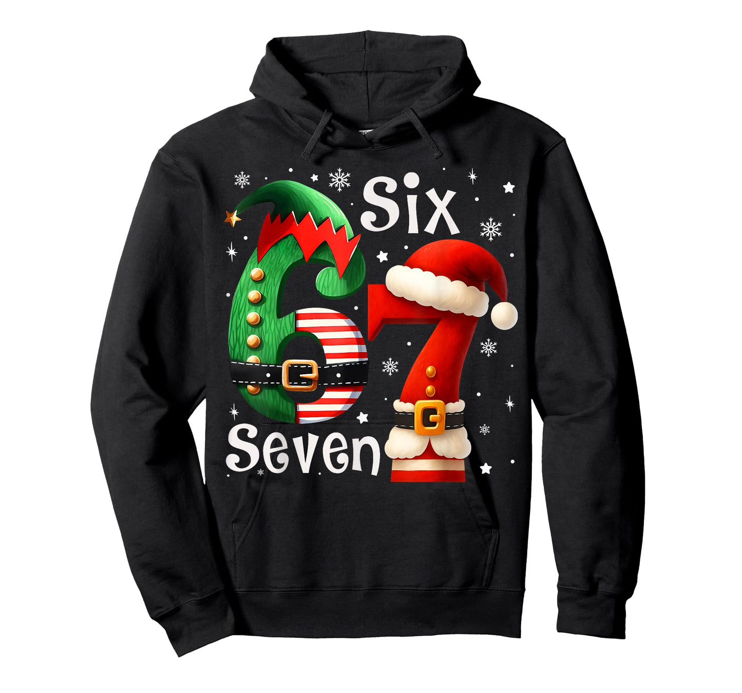 Funny Six Seven 67 Meme 6 7 Elf Santa Christmas Pajamas Kids T-Shirt