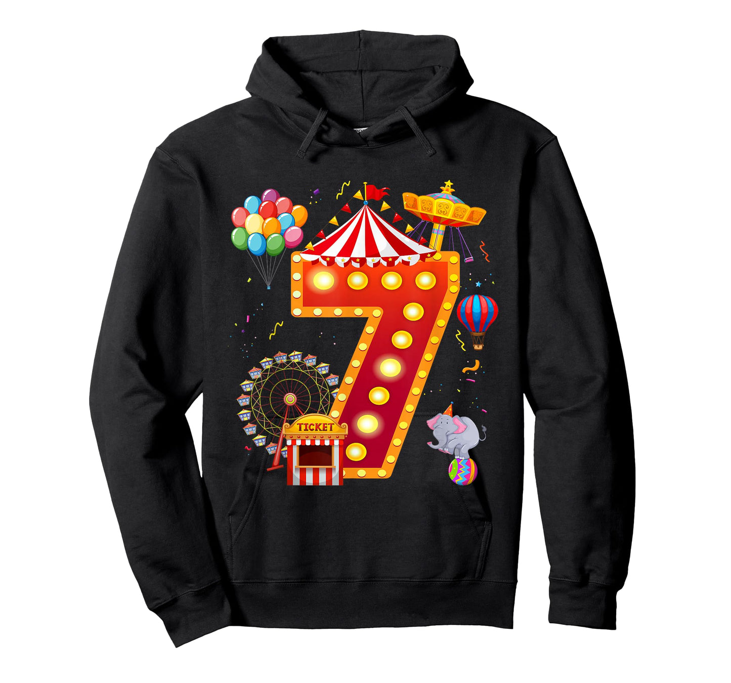 7 Year Old Carnival Circus Lover 7th Birthday Party T-Shirt