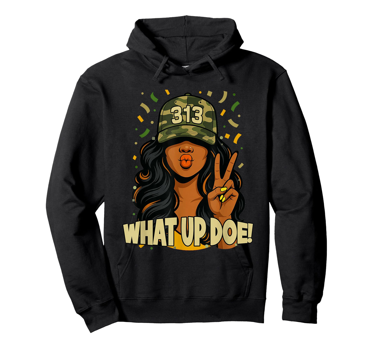 What Up Doe 313 Detroit Black Woman Camo T-Shirt