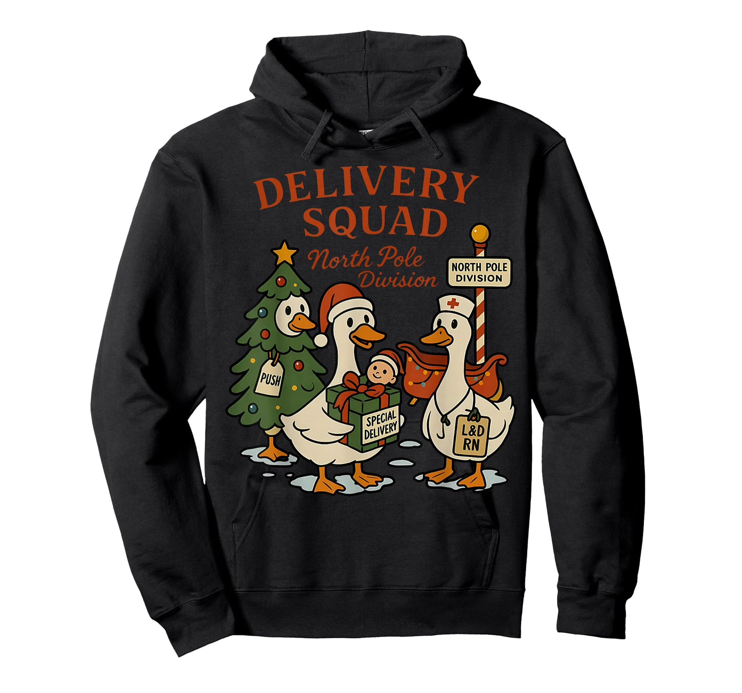 Delivery Squad Labor and Delivery Nurse Christmas Goose OB T-Shirt