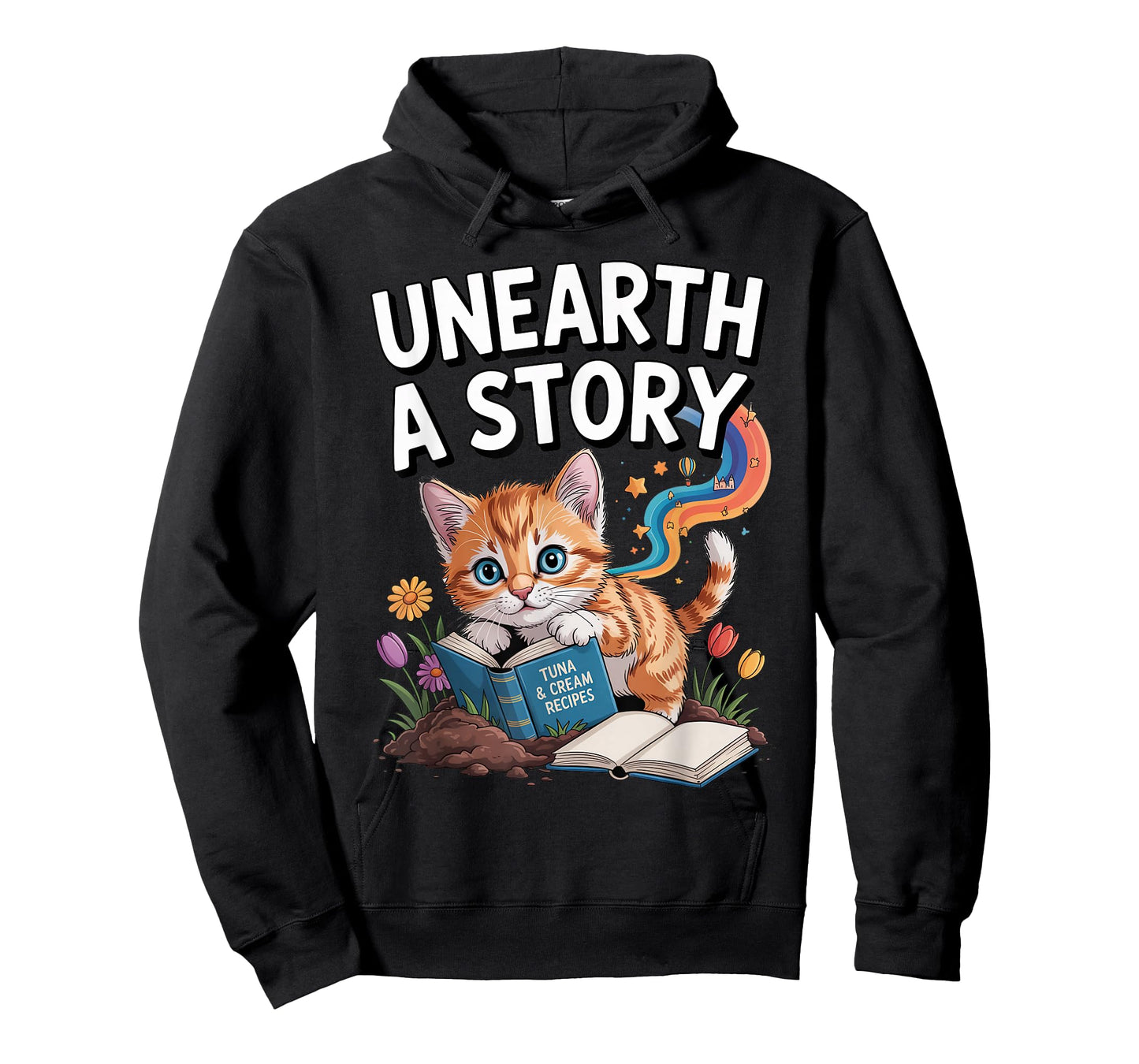 Unearth A Story ; Cute Kitten Reads a Book T-Shirt