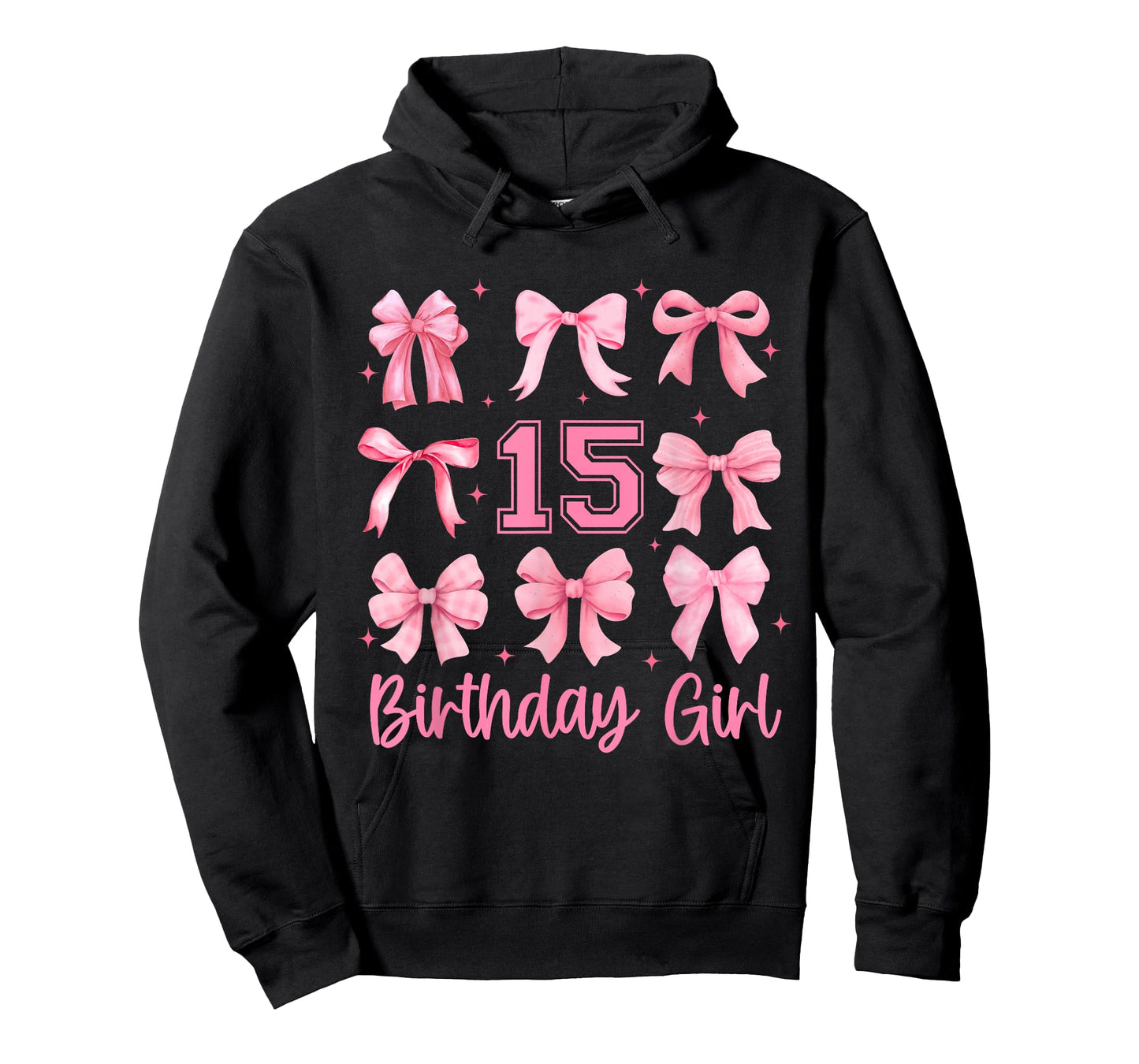 15 Years Old Birthday Girl Pink Bow Girls Kids Cute Birthday T-Shirt
