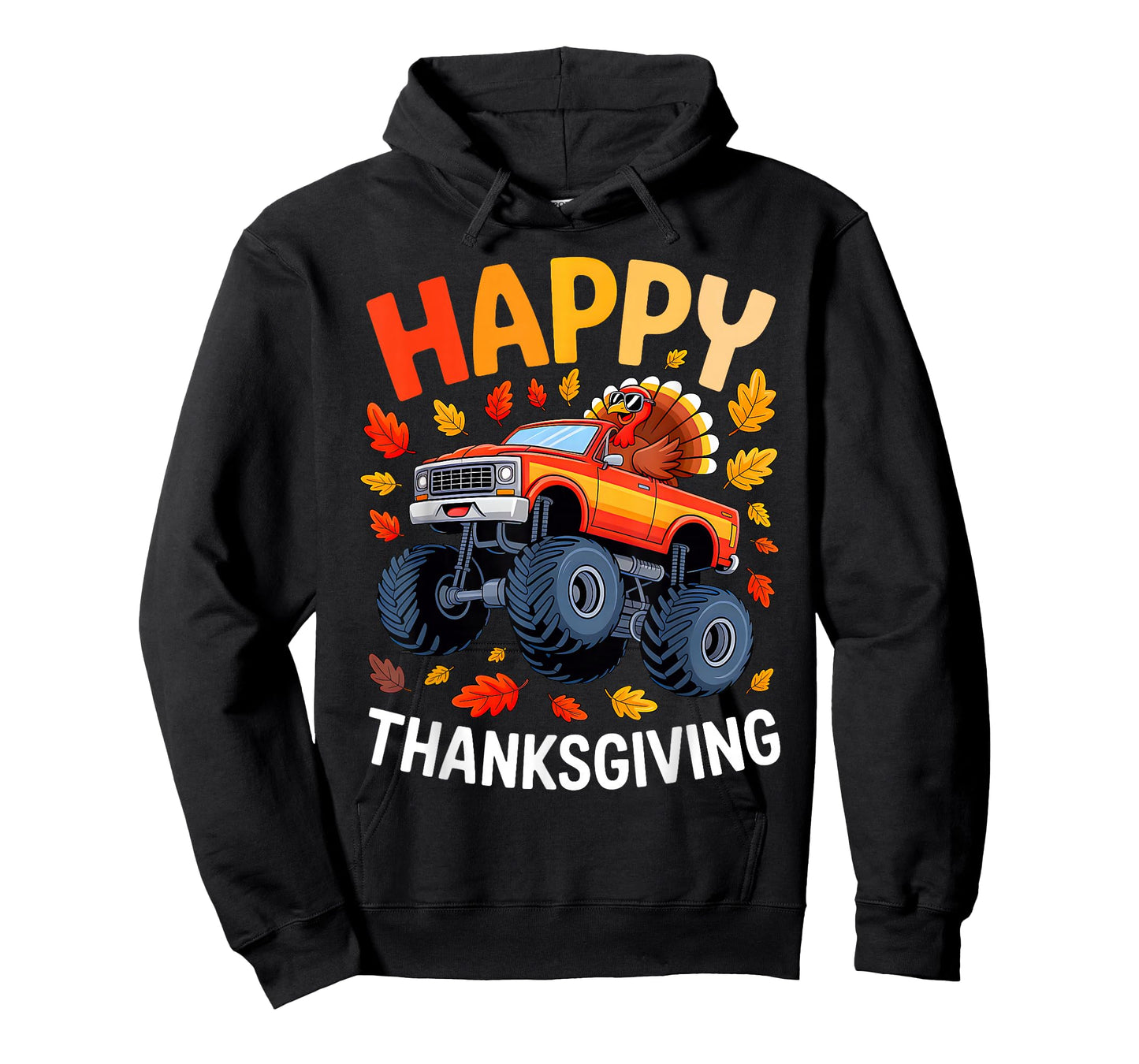 Funny Monster Truck Turkey Happy Thanksgiving for Kids Boys T-Shirt