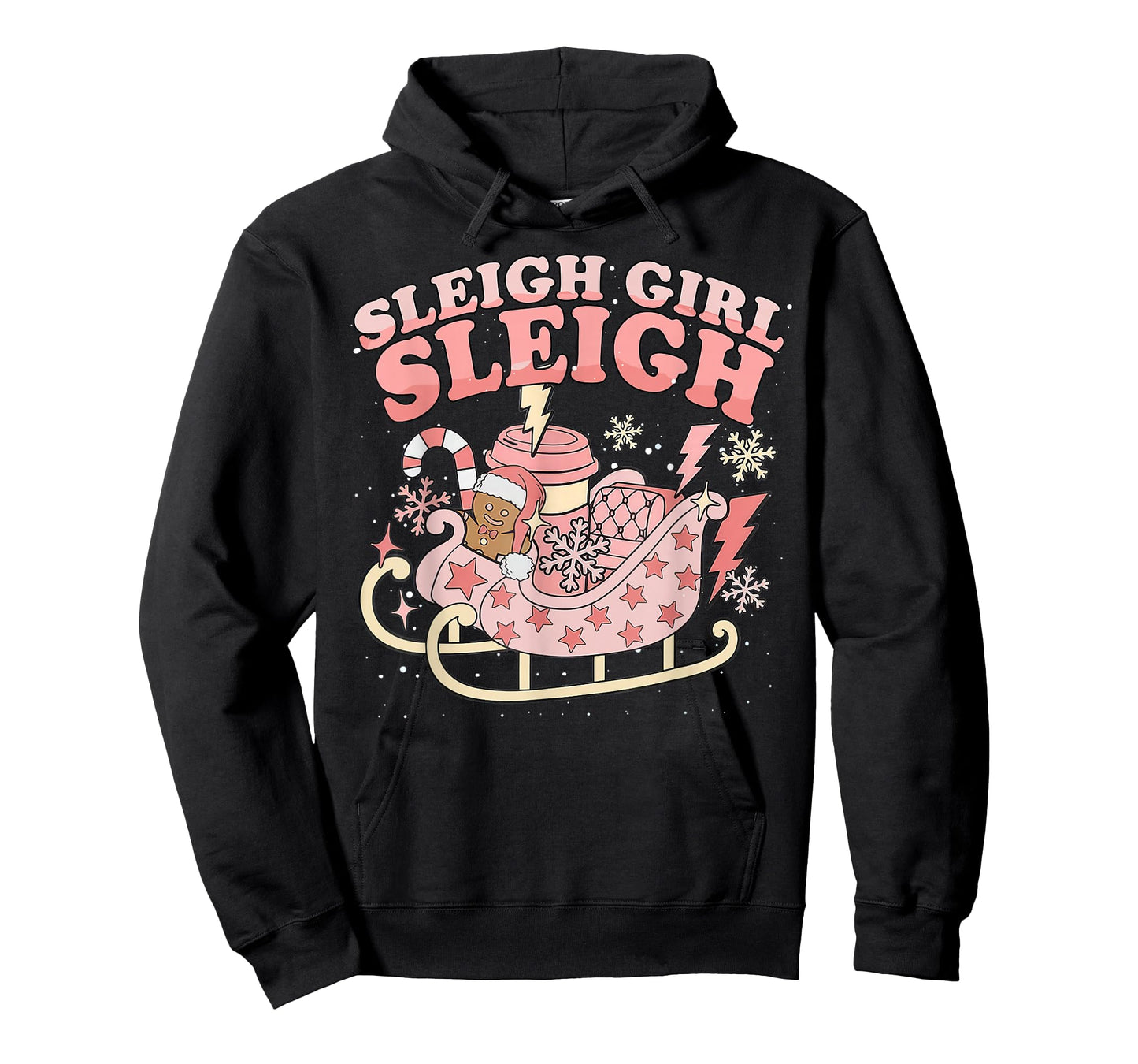 Christmas Gingerbread Pink Sleigh Girl Xmas Girls Kids Women T-Shirt