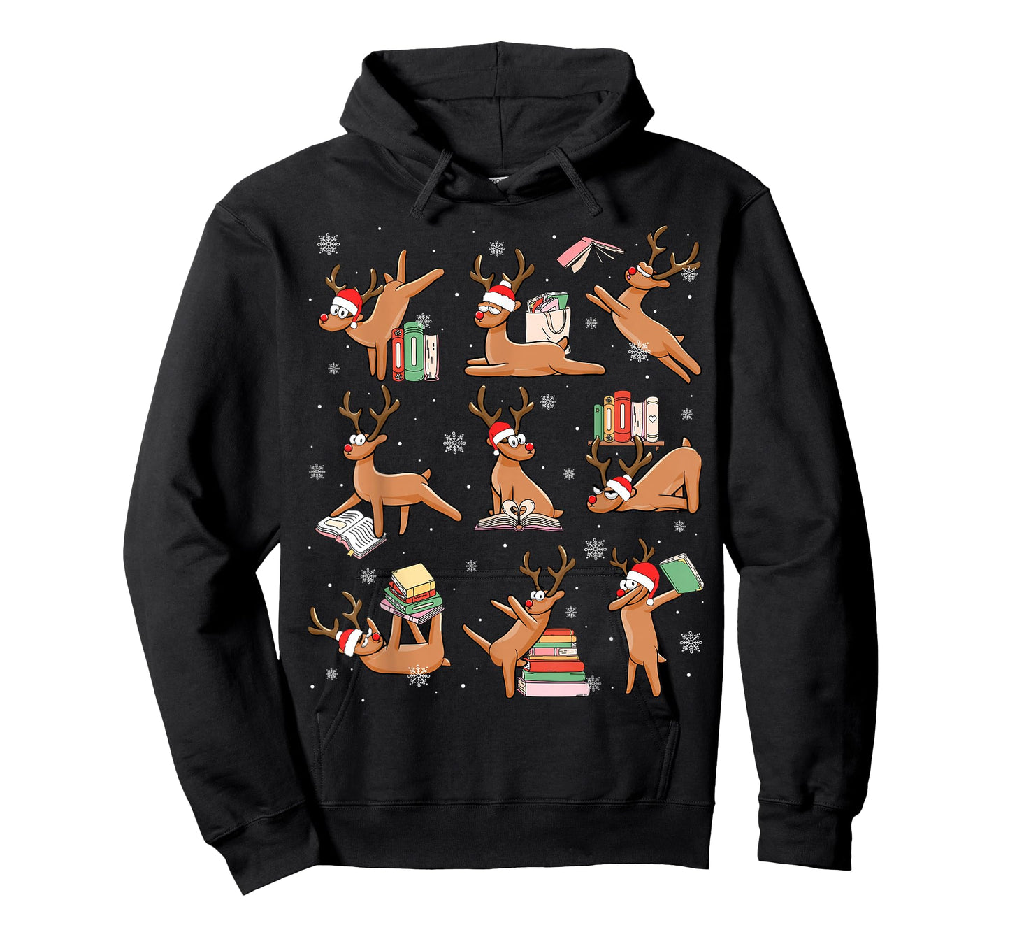 Reindeer Reading Book Christmas Teacher Librarian Bookworm T-Shirt
