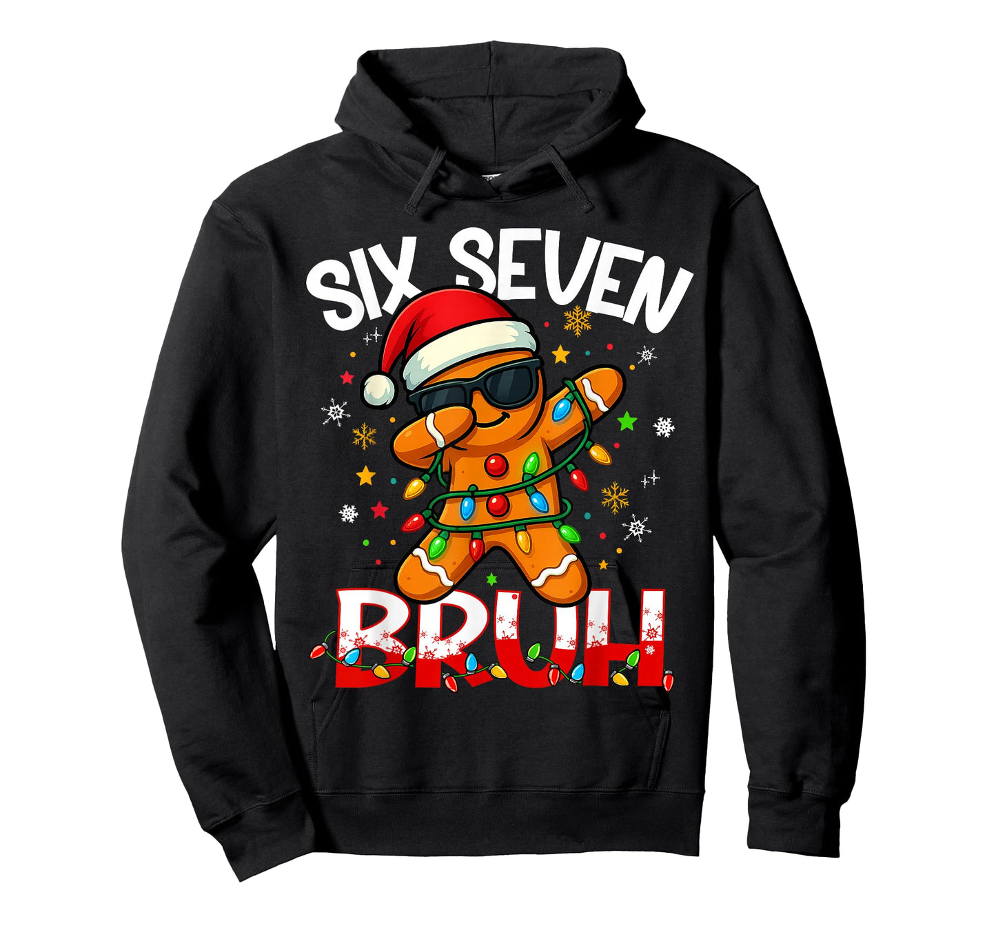 Six Seven 6 7 Meme Dabbing Gingerbread Man Christmas Bruh T-Shirt