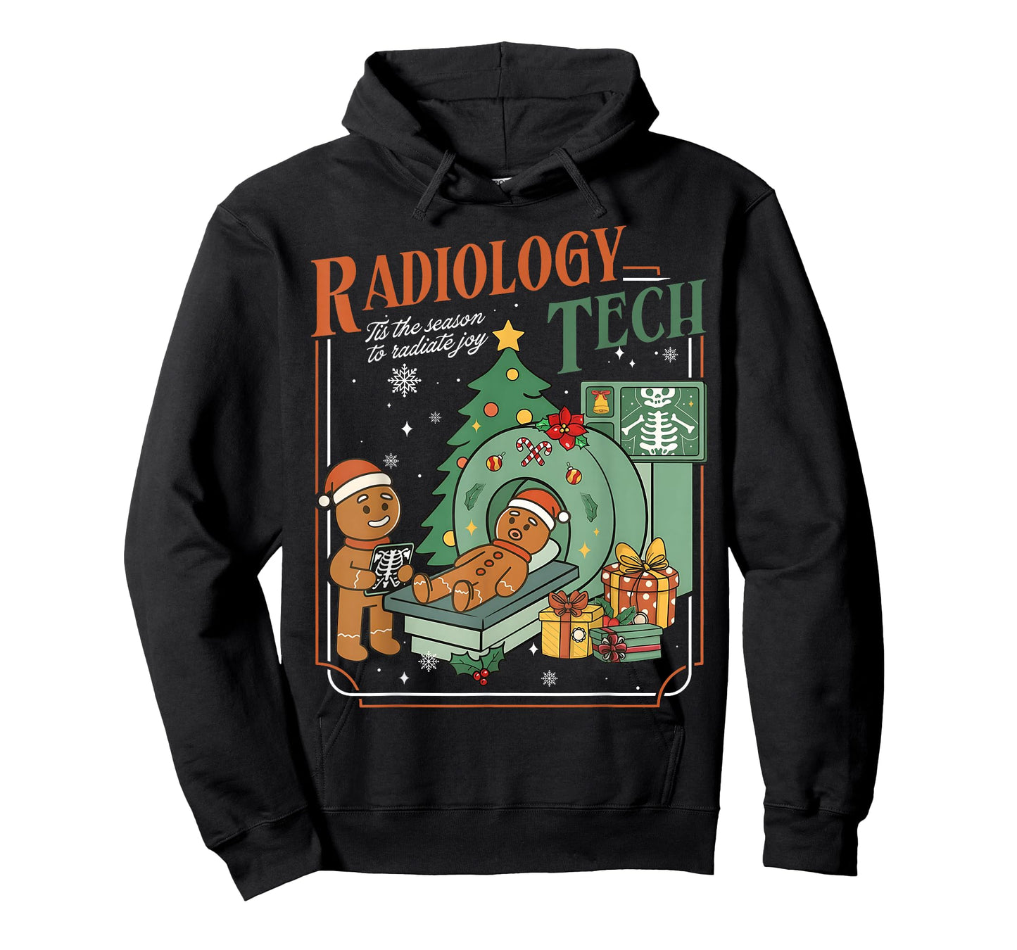 Christmas Radiology Tech Funny Gingerbread Man Radiate Joy T-Shirt