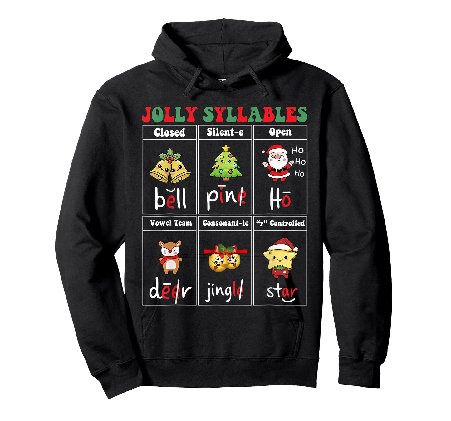 Christmas Jolly Syllables Teacher Students Funny Six Types T-Shirt