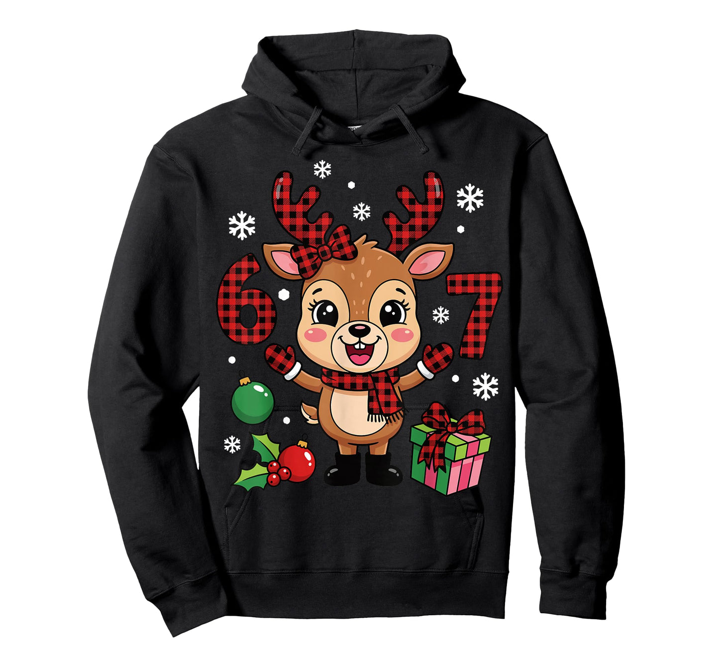 Cute Reindeer Buffalo Plaid 67 Christmas Ornaments T-Shirt