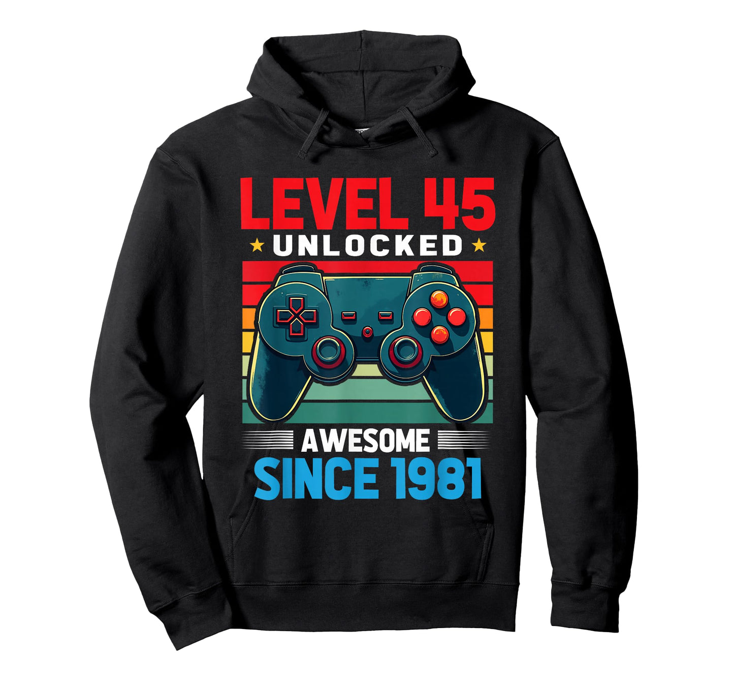 Level 45 Unlocked Awesome Since 1981 45th Birthday Gaming T-Shirt
