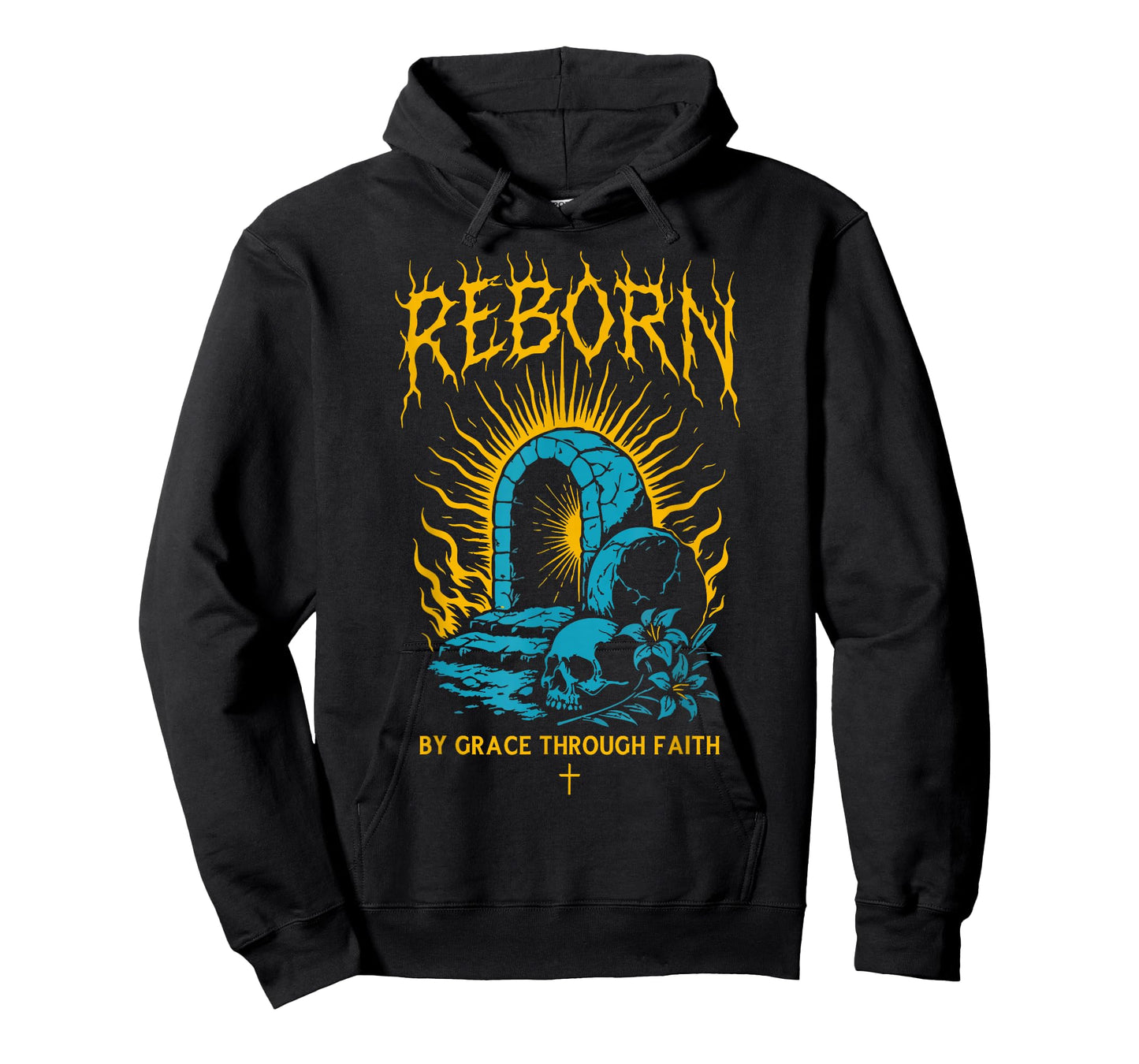 Reborn by Grace Through Faith Christian Gothic Ephesians 2:8 T-Shirt