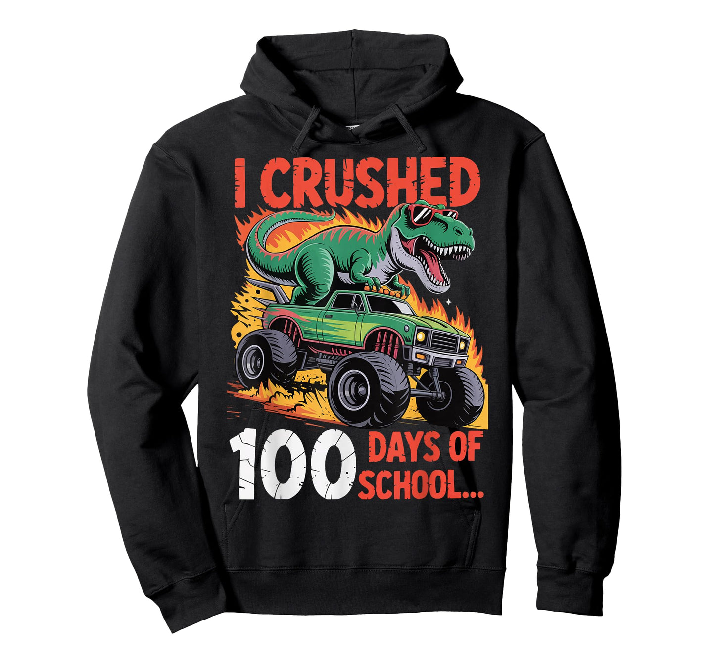 Funny I Crushed 100 Days of School Dinosaur Monster Truck T-Shirt