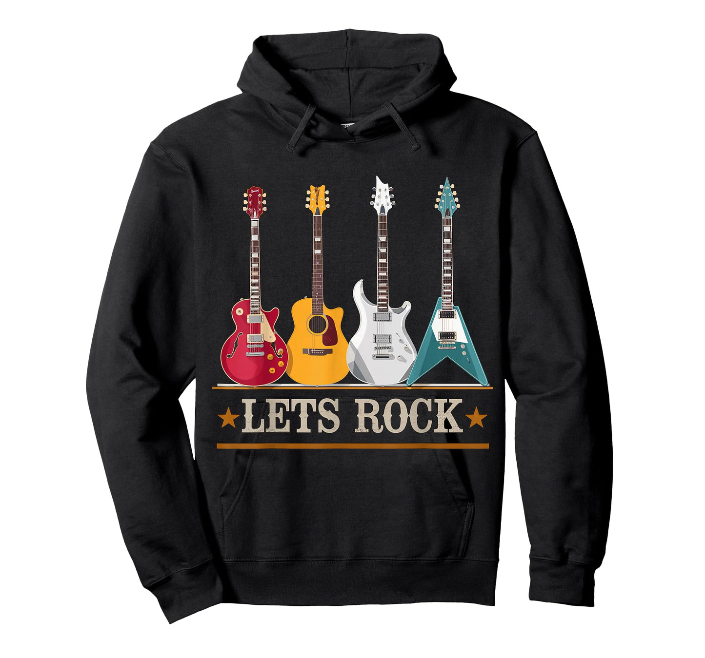 Let's Rock and Roll Guitar Music Band T-Shirt
