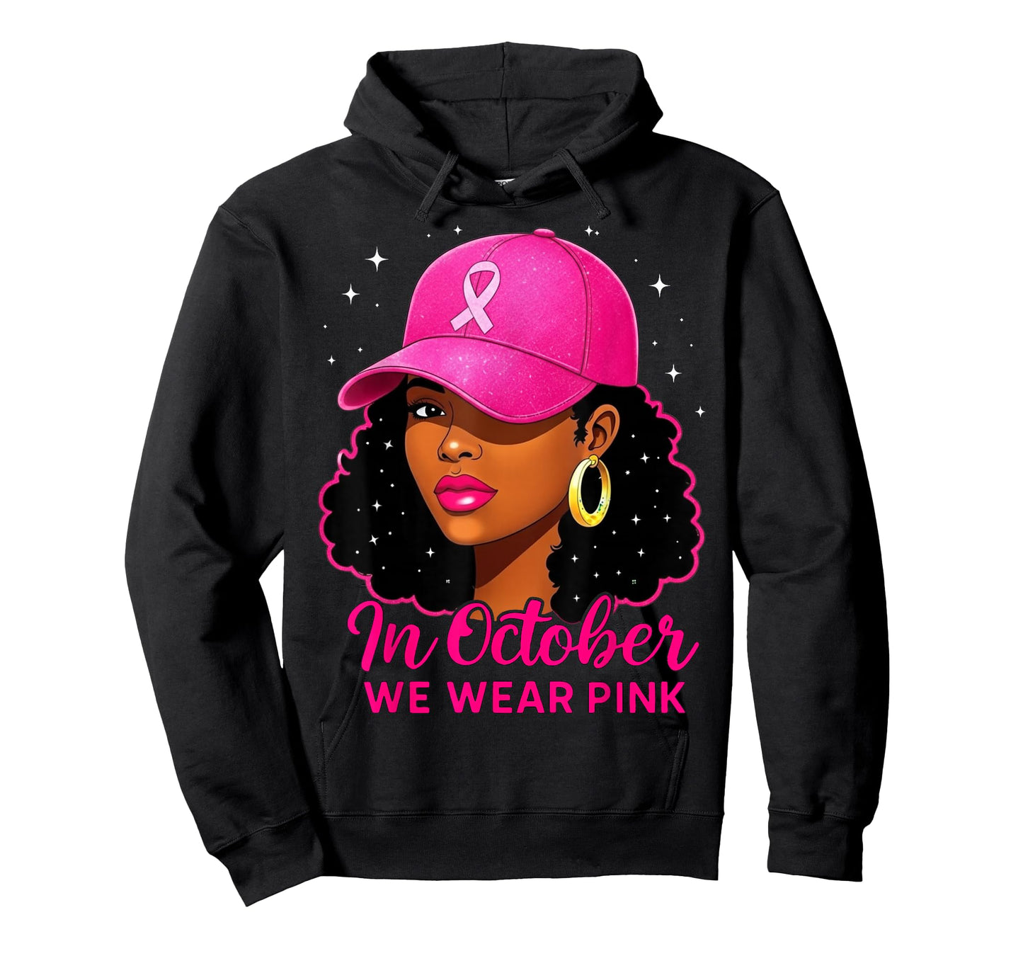 in October We Wear Pink Black Women Breast Cancer Awareness T-Shirt