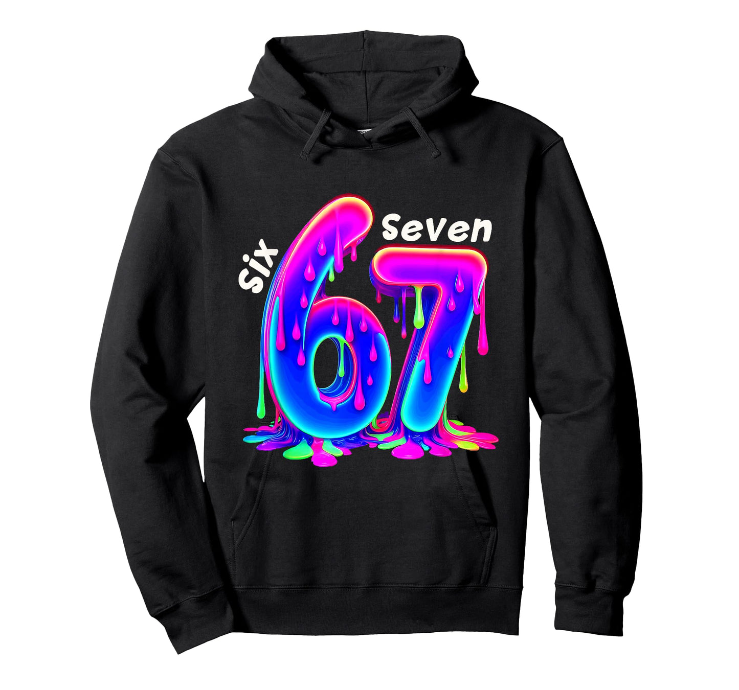 6 7 Neon Drippy Six Seven Viral Slang Gen Z Meme T-Shirt