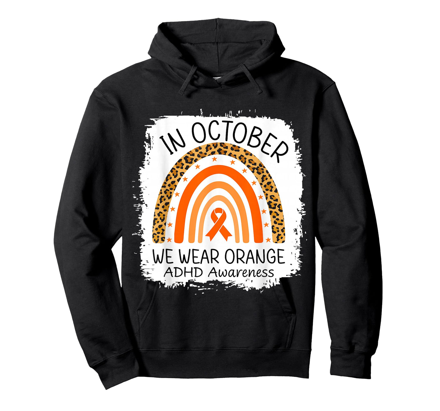 in October We Wear Orange Leopard Rainbow ADHD Awareness T-Shirt