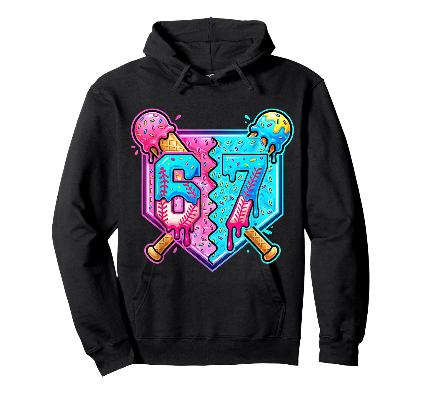 Baseball Drip Number 67 Player Ice Cream Drip 67th Birthday T-Shirt