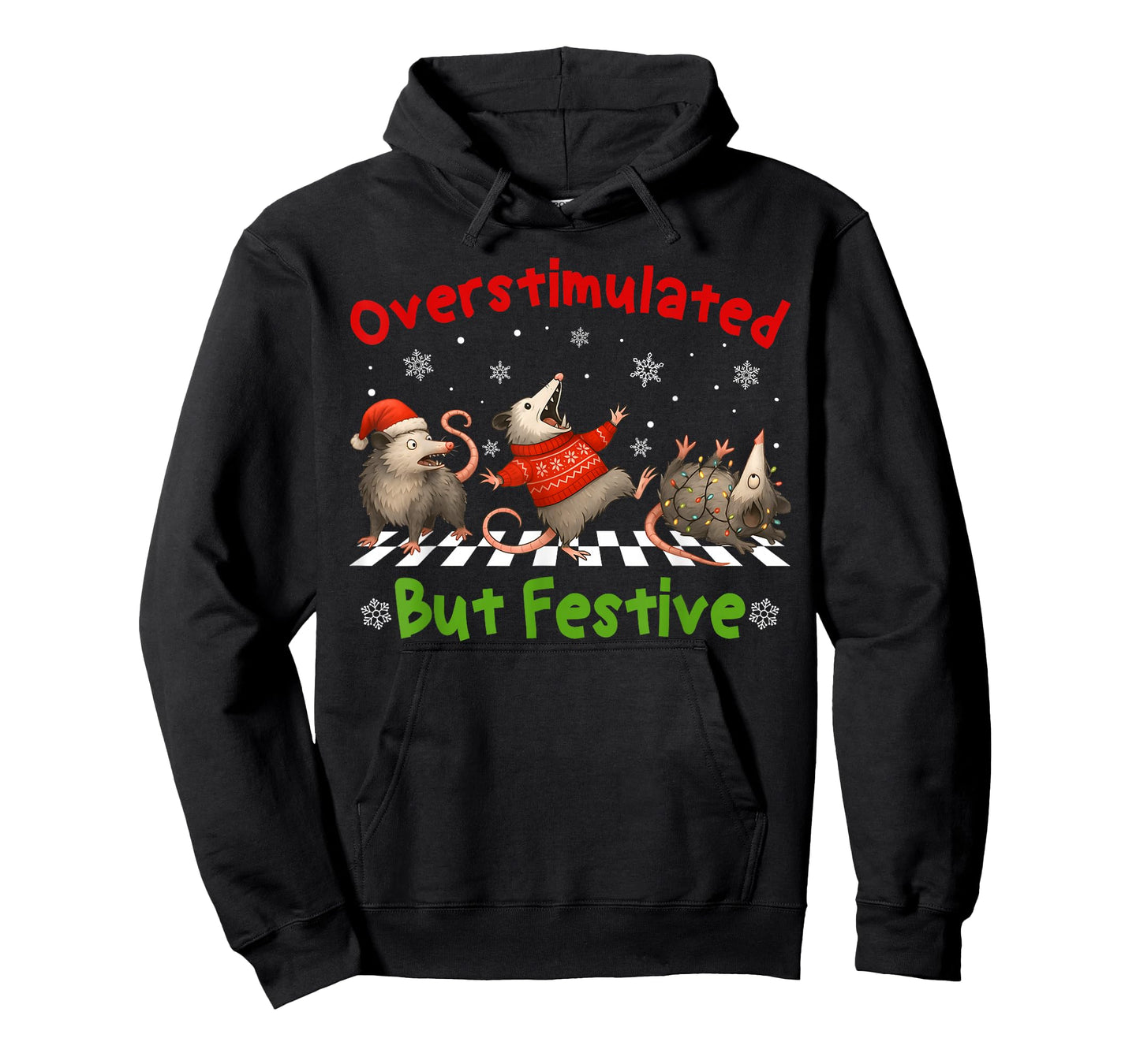 Funny Raccoon Overstimulated But Festive Merry Christmas T-Shirt