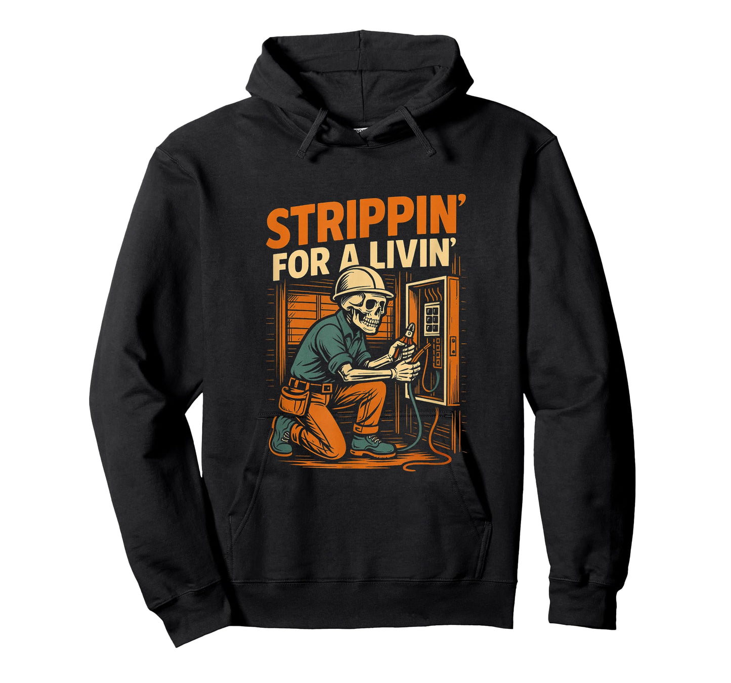 Strippin' for A Livin' Electrical Worker Skeleton Humor T-Shirt