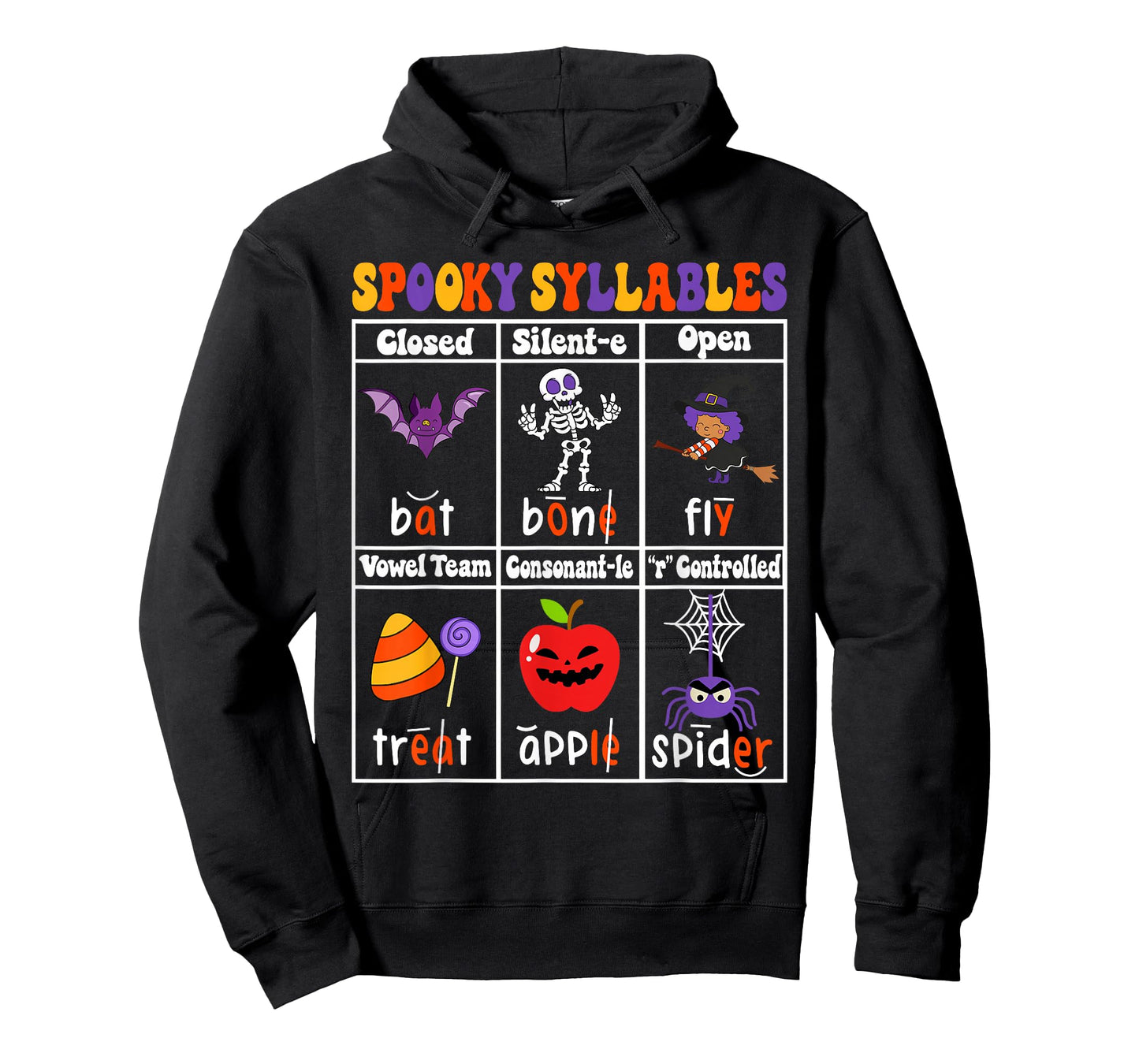 Spooky Syllables Teacher Funny Halloween Educational Kids T-Shirt