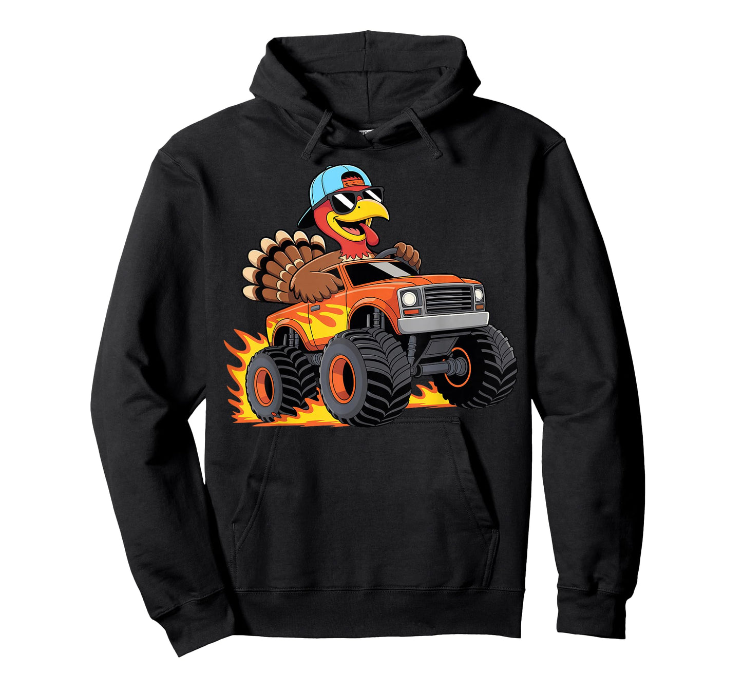 Thanksgiving Turkey Riding Monster Truck Boys Kids Youth T-Shirt