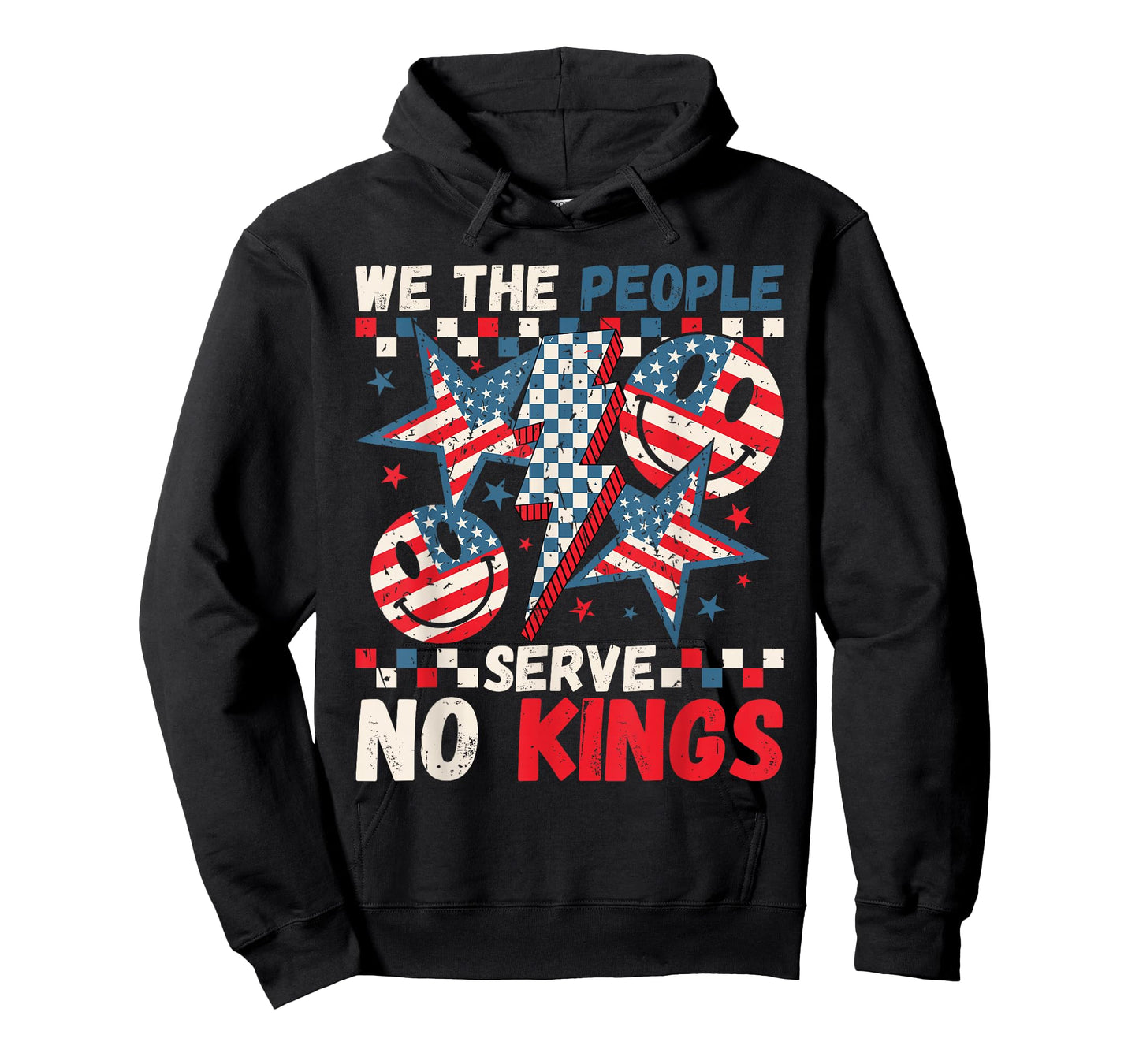 We The People Serve No Kings Checkered Bolt American T-Shirt