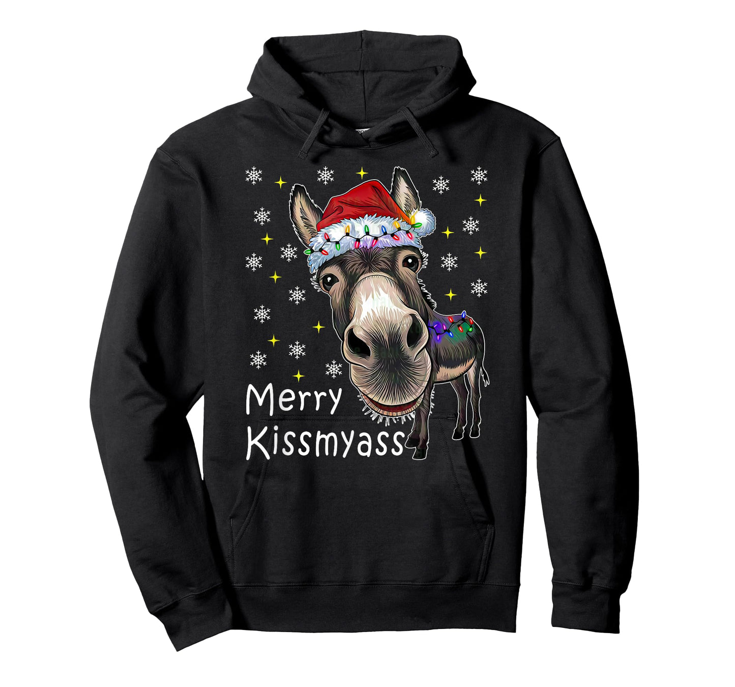 Merry KissMyAss Funny Donkey Christmas Lights Saying Quote T-Shirt